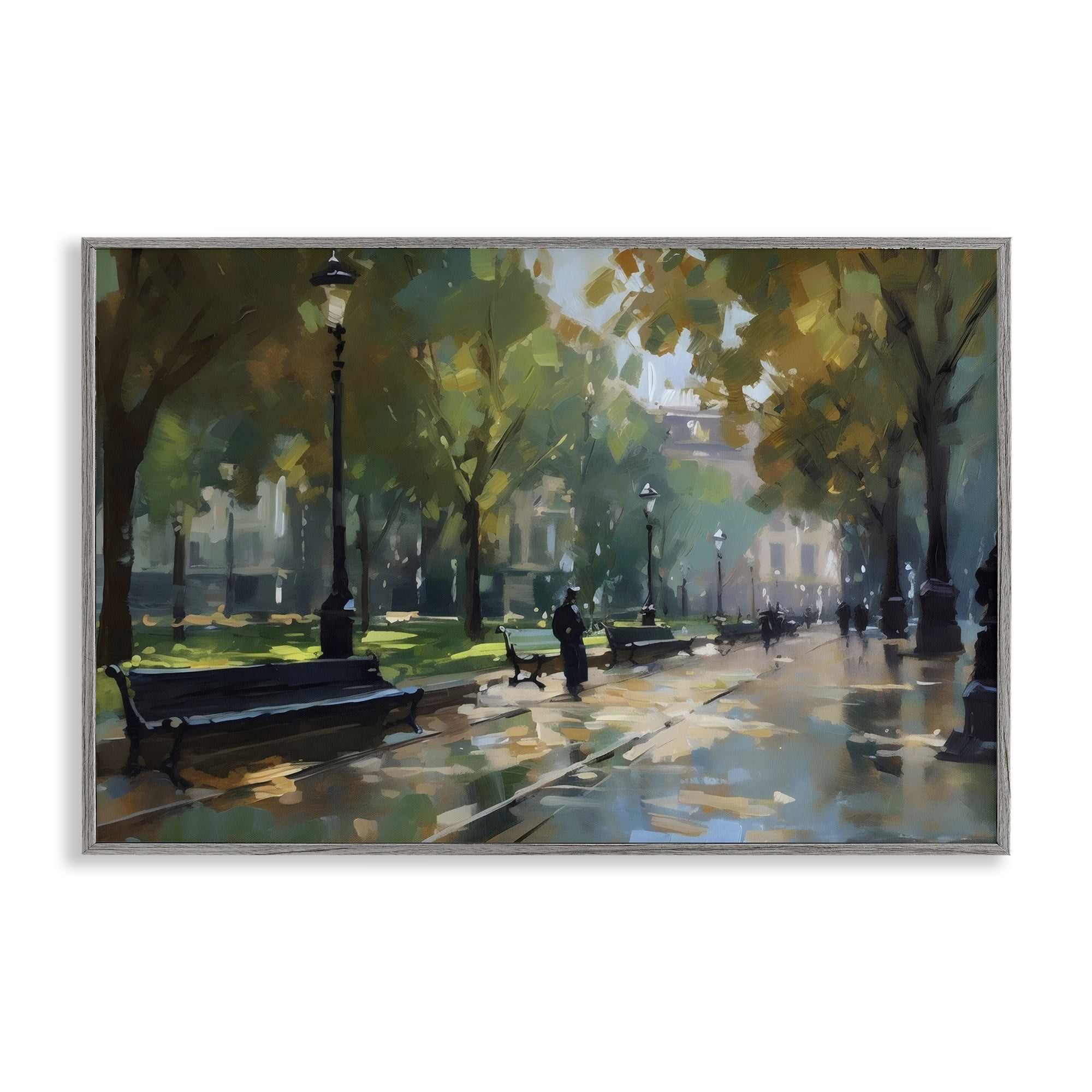 Stupell Industries Park Promenade on Rainy Day Gray Framed Giclee Art, design by Creative Studio