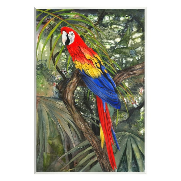Stupell Industries Parrot Among Branches Animals & Insects Painting Unframed Art Print Wall Art, 10 x 15