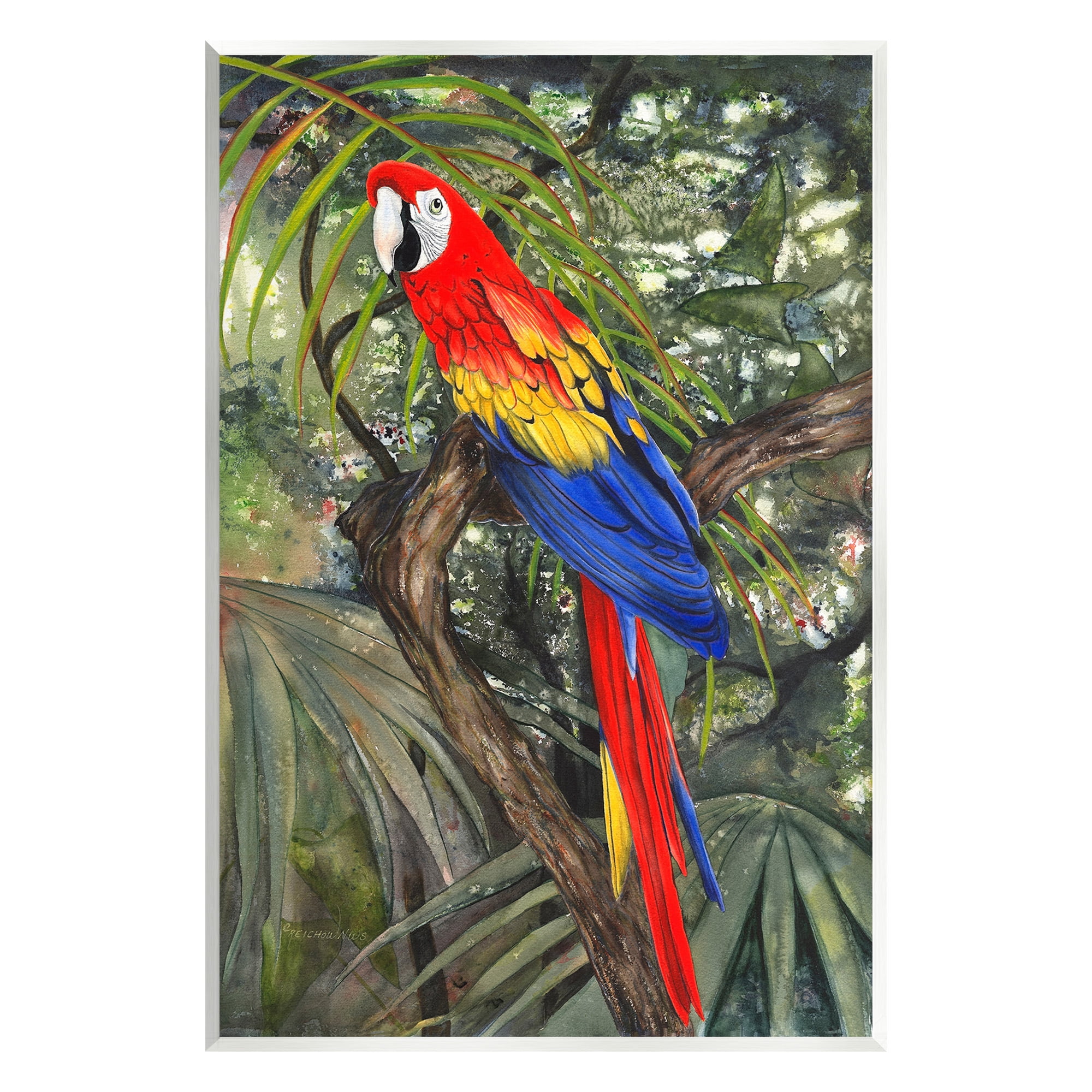 Colorful Parrot on Branch MDF Wood Wall Art, 13 x 19