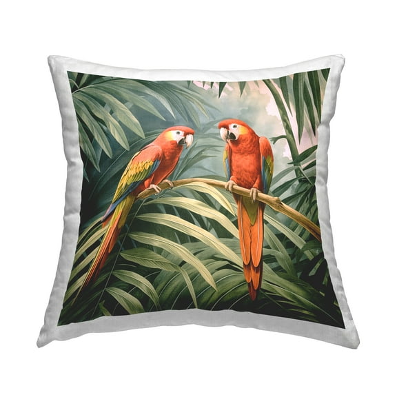 Stupell Industries Parrot Duo in Rainforest Decorative Printed Throw Pillow Design by Steve Hunziker.