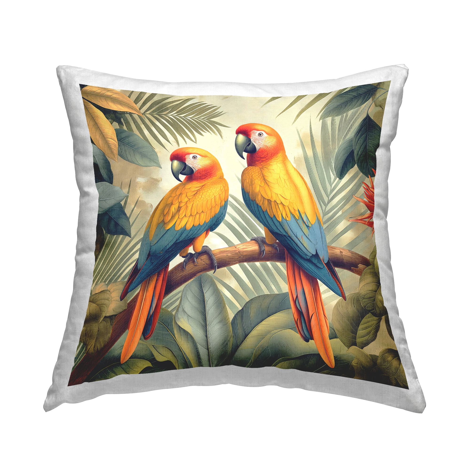 Stupell Industries Parrot Duo on Branch Decorative Printed Throw Pillow Design by Steve Hunziker.