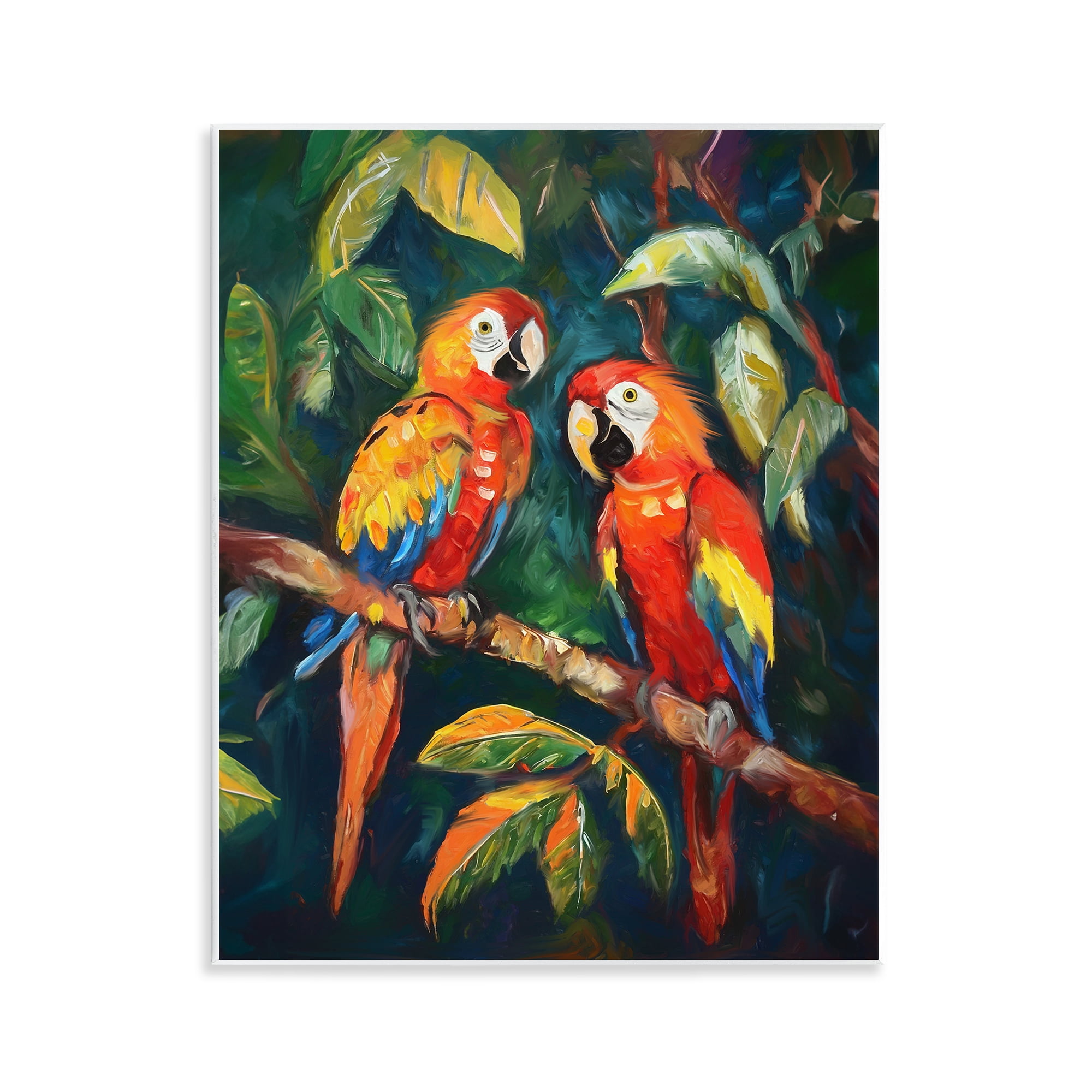 Colorful Parrot Pair on Branch 11x14 MDF Wall Art