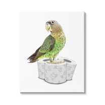 Stupell Industries Parrot Perched Toilet Paper Rolls Animals & Insects Painting Gallery Wrapped Canvas Print Wall Art