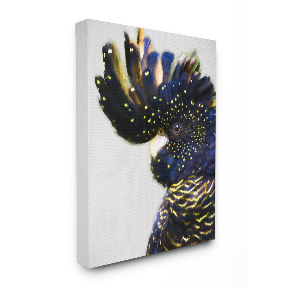 Stupell Industries Parrot Portrait Blue Yellow Dotted Feather Bird Canvas Wall Art Design by Urban Road, 16" x 20"