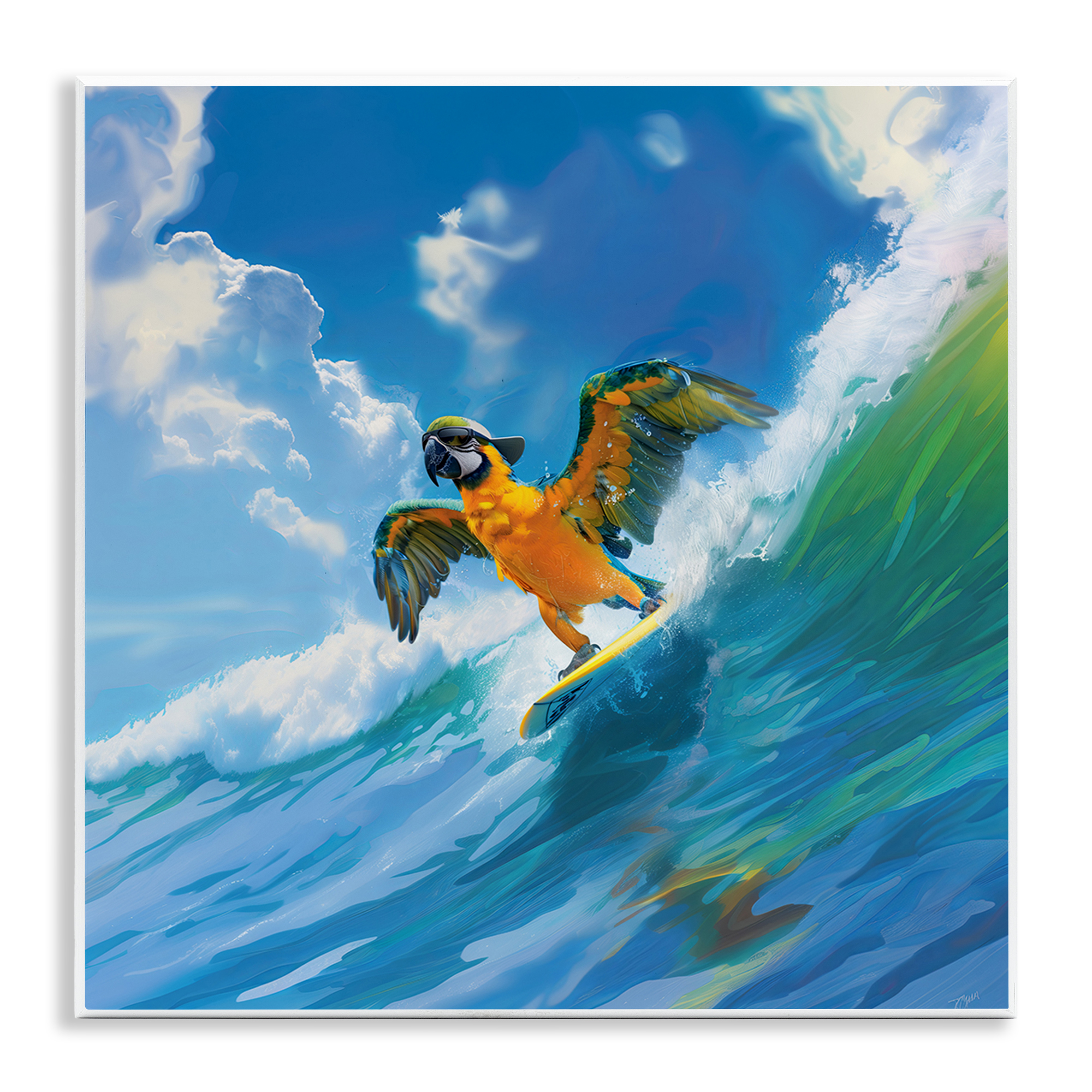Stupell Industries Parrot Surfing Sea Waves Nautical & Beach Painting ...