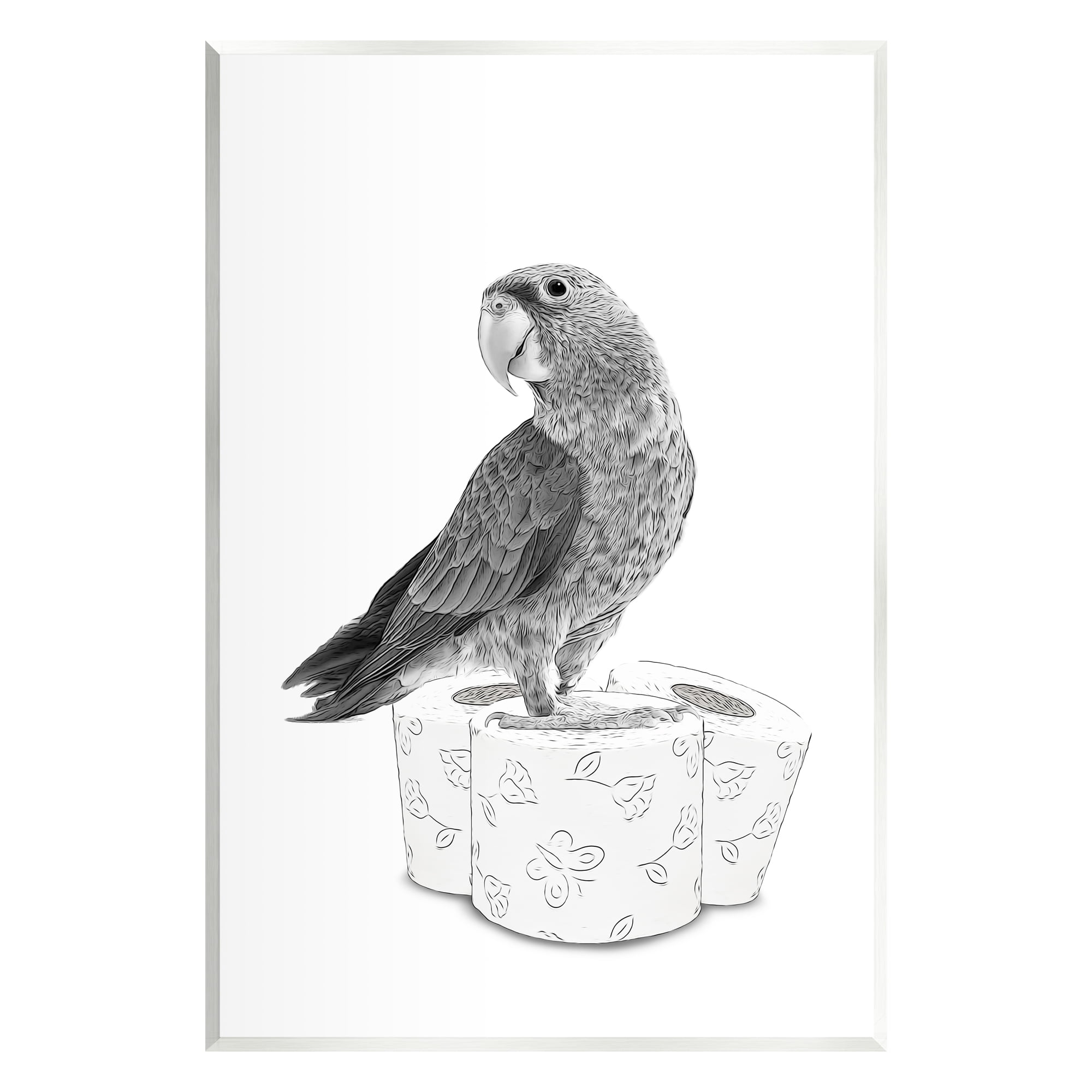 Stupell Industries Parrot & Toilet Paper Bathroom Animals & Insects Painting Unframed Art Print Wall Art