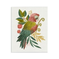 Stupell Industries Parrot with Eclectic Leaves Animals & Insects Painting Unframed Art Print Wall Art, 11 x 14