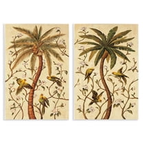 Stupell Industries Parrots & Curving Palm Trees Landscape & Nature Painting Unframed Art Print Wall Art, 10 x 15, Set of 2