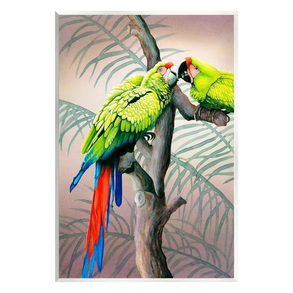 Stupell Industries Parrots Playing on Branch Animals & Insects Painting Unframed Art Print Wall Art, 10 x 15