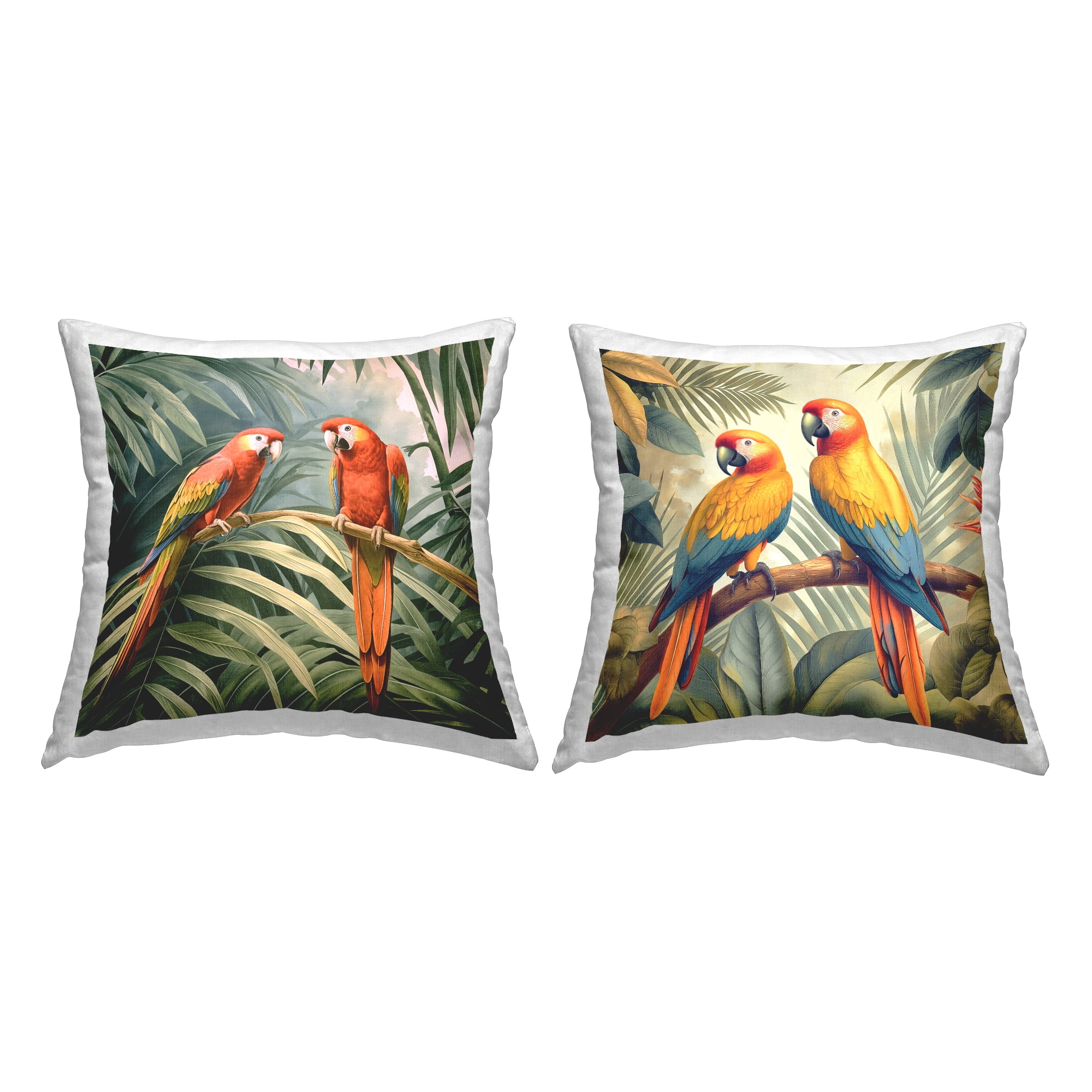 Stupell Industries Parrots Resting on Branches Decorative Printed Throw Pillow Design by Steve Hunziker .
