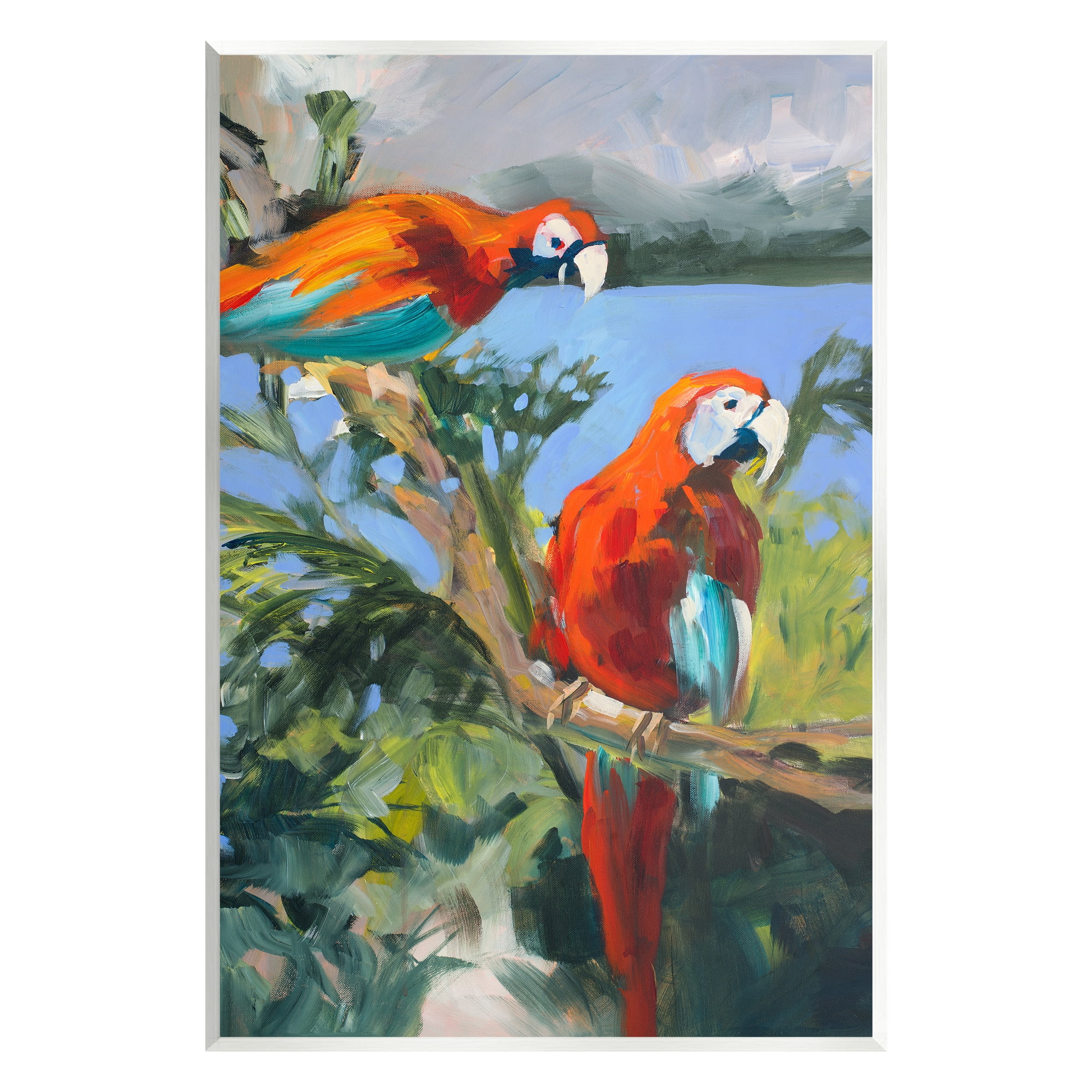 Stupell Industries Parrots at Bay Painting Animals & Insects Painting Unframed Art Print Wall Art, 13 x 19