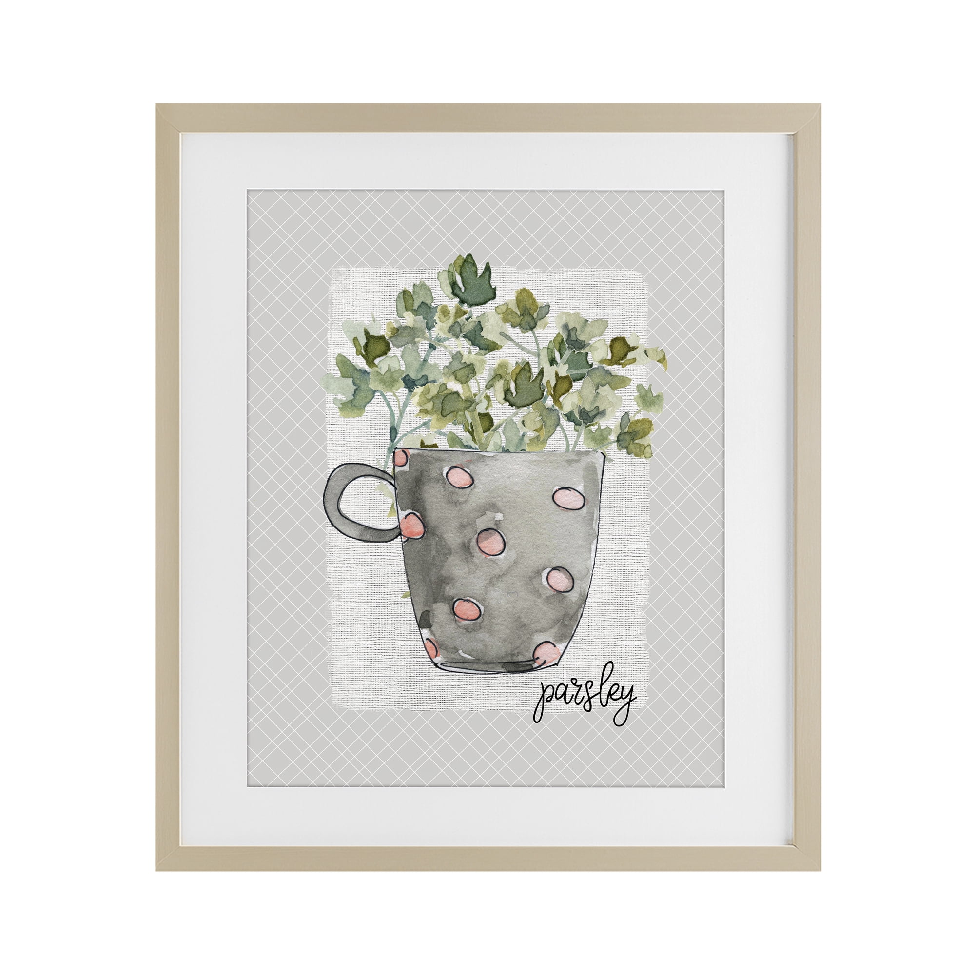 Stupell Industries Parsley Herb Mug Birch Framed Print Under Glass, design by Livi Finn