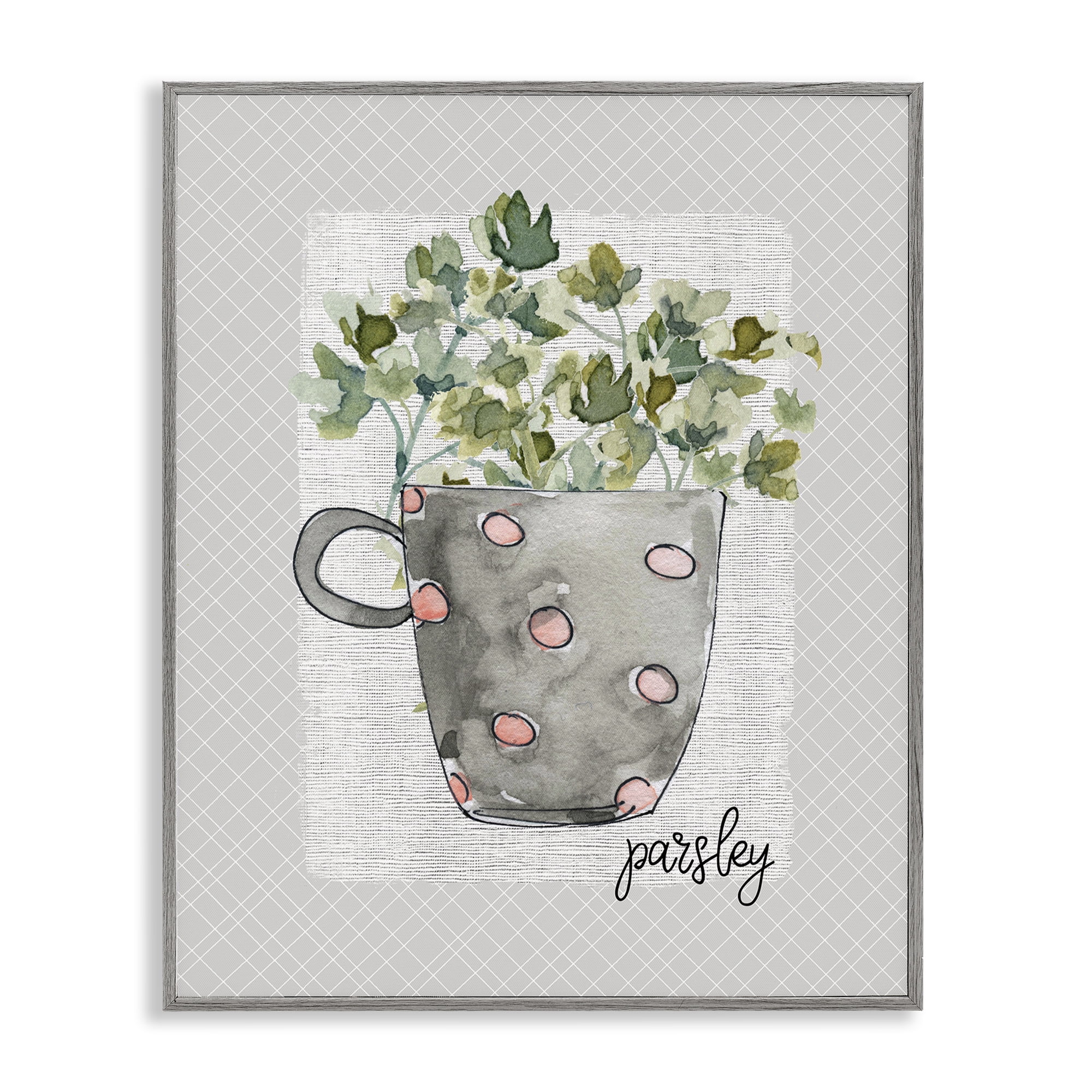 Stupell Industries Parsley Herb Mug Gray Framed Giclee Art, design by Livi Finn