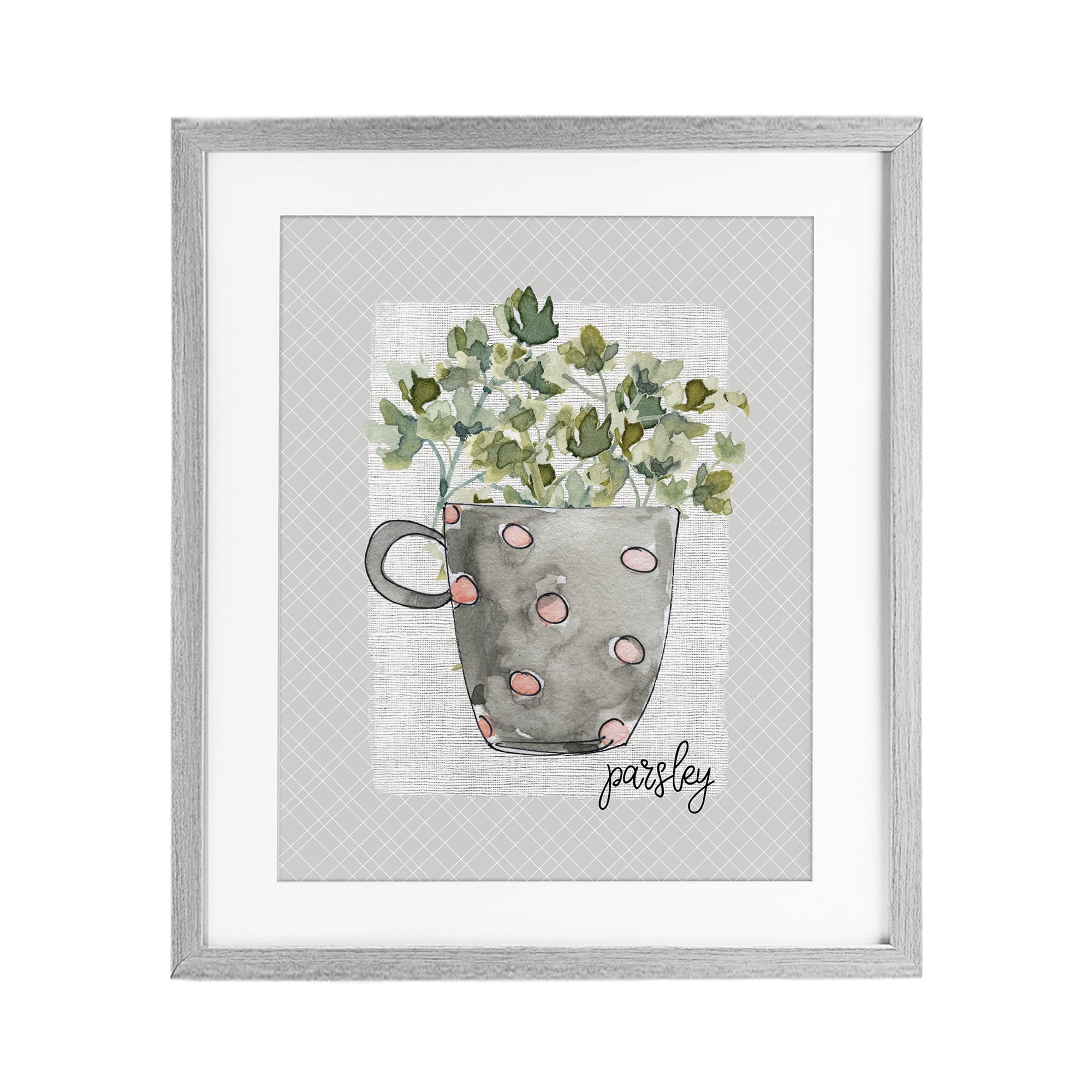 Stupell Industries Parsley Herb Mug Gray Framed Print Under Glass, design by Livi Finn
