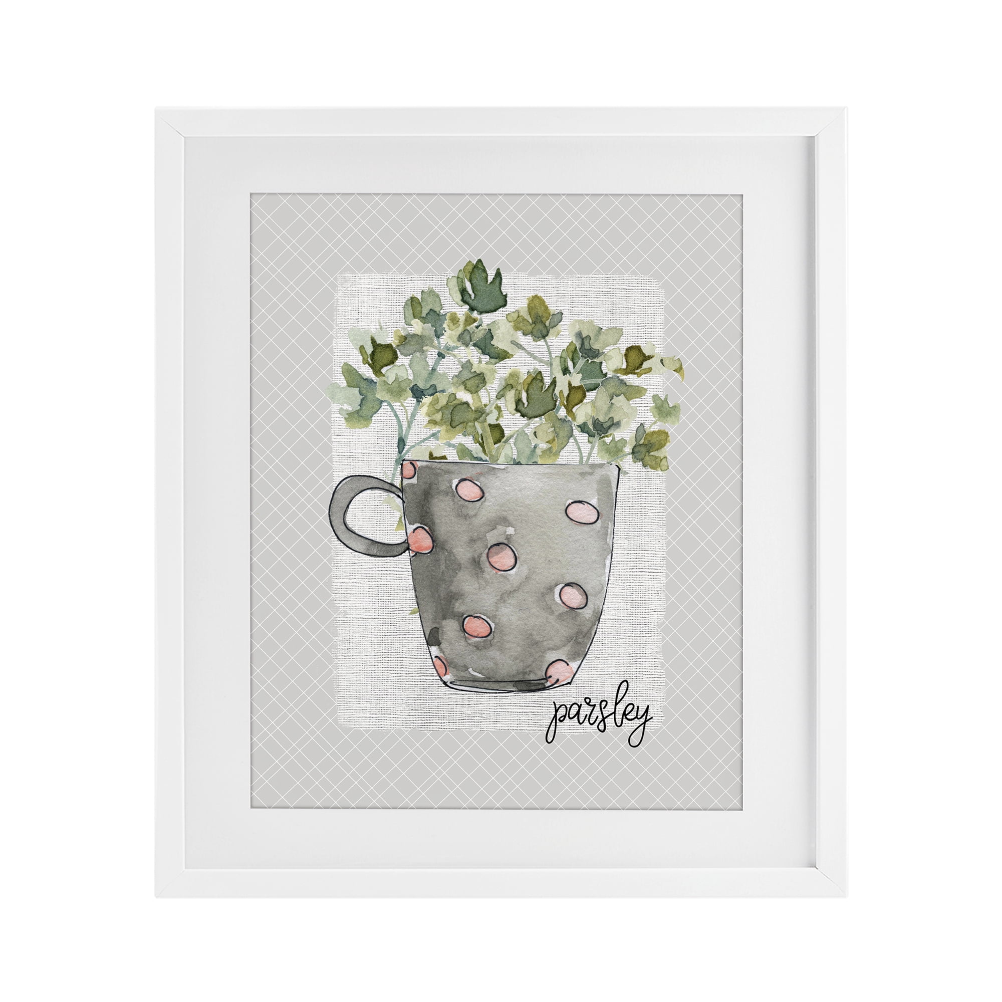 Stupell Industries Parsley Herb Mug White Framed Print Under Glass, design by Livi Finn