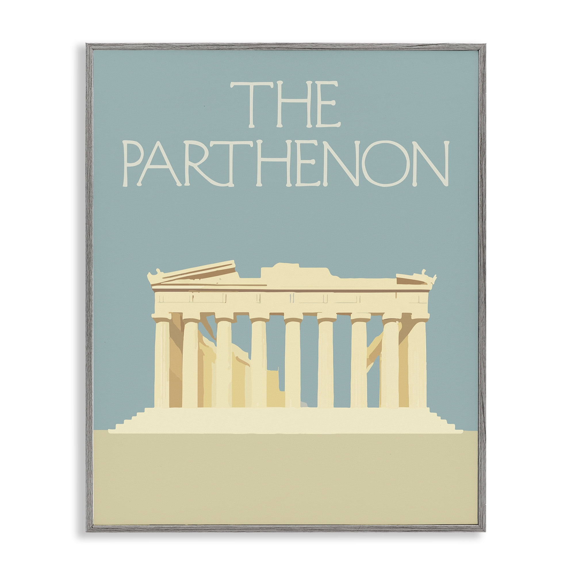 Stupell Industries Parthenon Landmark View Buildings & Architecture Painting Gray Framed Art Print Wall Art, 24 x 30