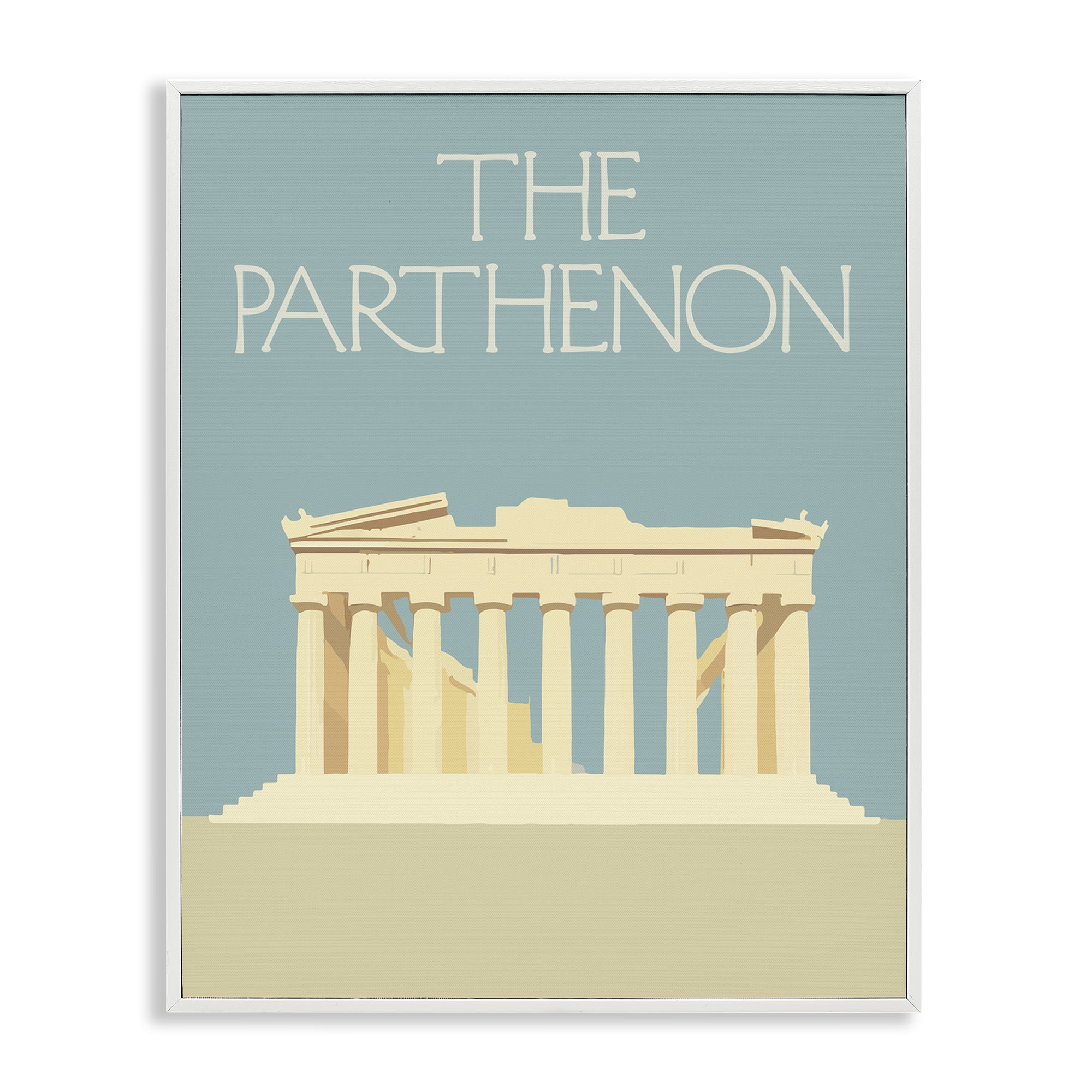 Stupell Industries Parthenon Landmark View Buildings & Architecture Painting White Framed Art Print Wall Art, 11 x 14