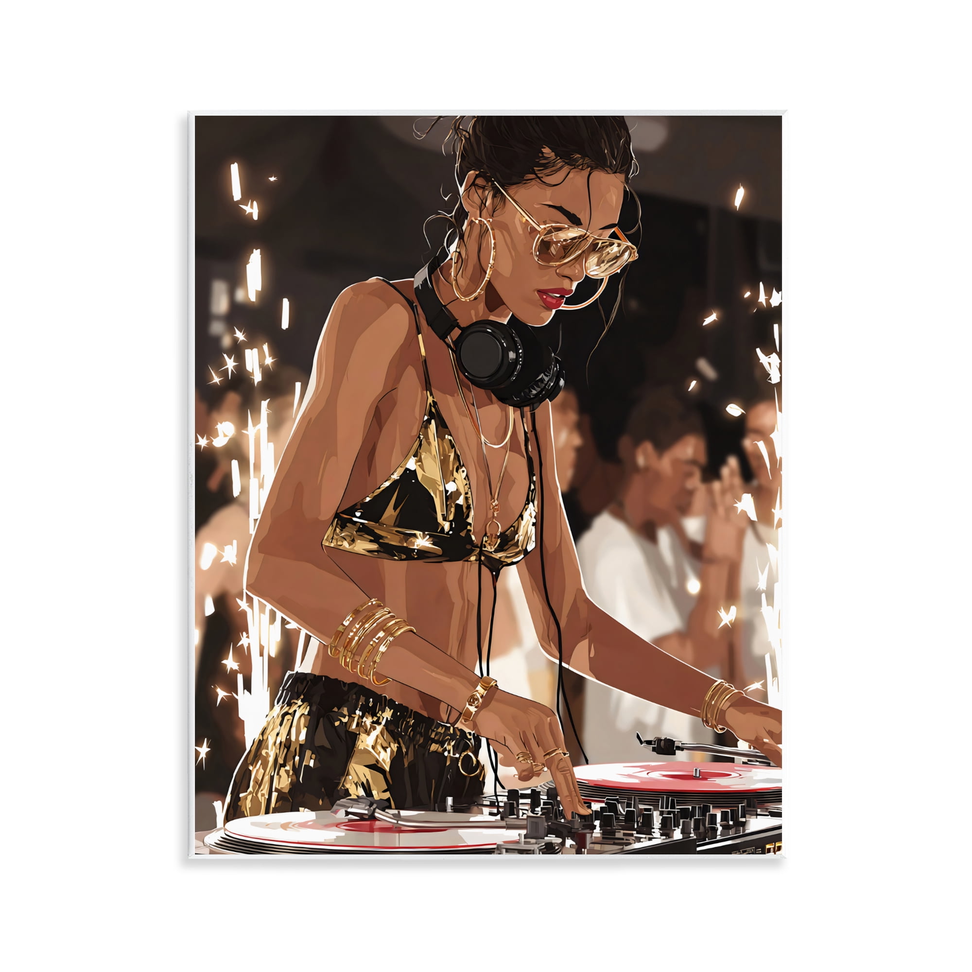 Stupell Industries Party All Night Gilded DJ Wall Plaque Art, design by Franklyn Gregory