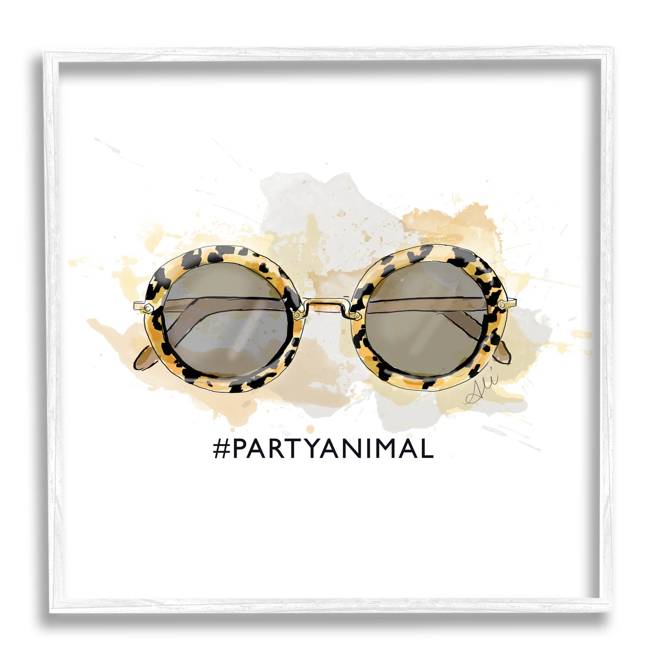 Stupell Industries Party Animal Glam Sunglasses Graphic Art White Framed Art Print Wall Art, Design by Alison Petrie
