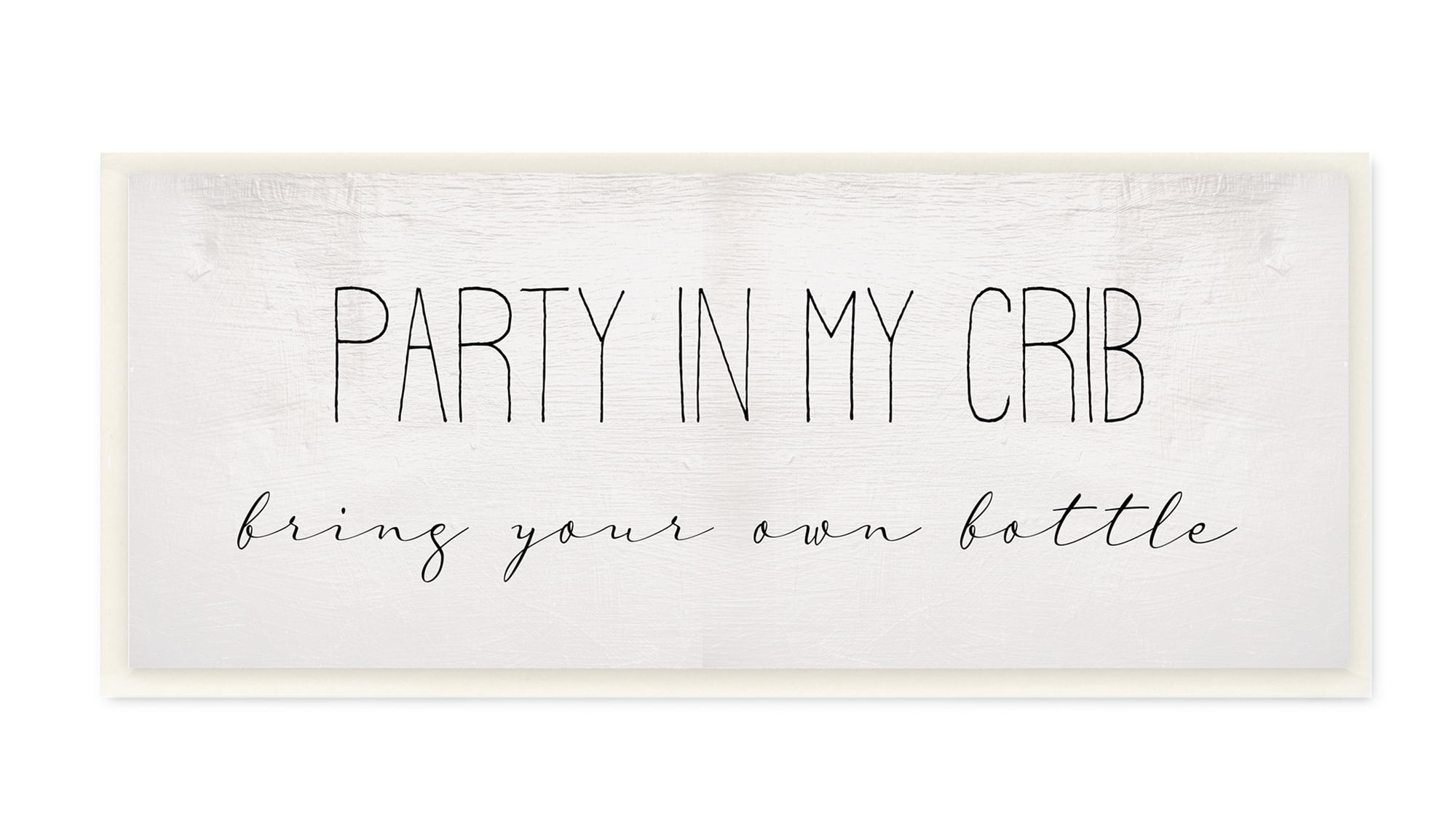 Stupell Industries Party in Crib Quote BYOB Baby Bottle Humor Wall Plaque, 7 x 17, Design by Daphne Polselli