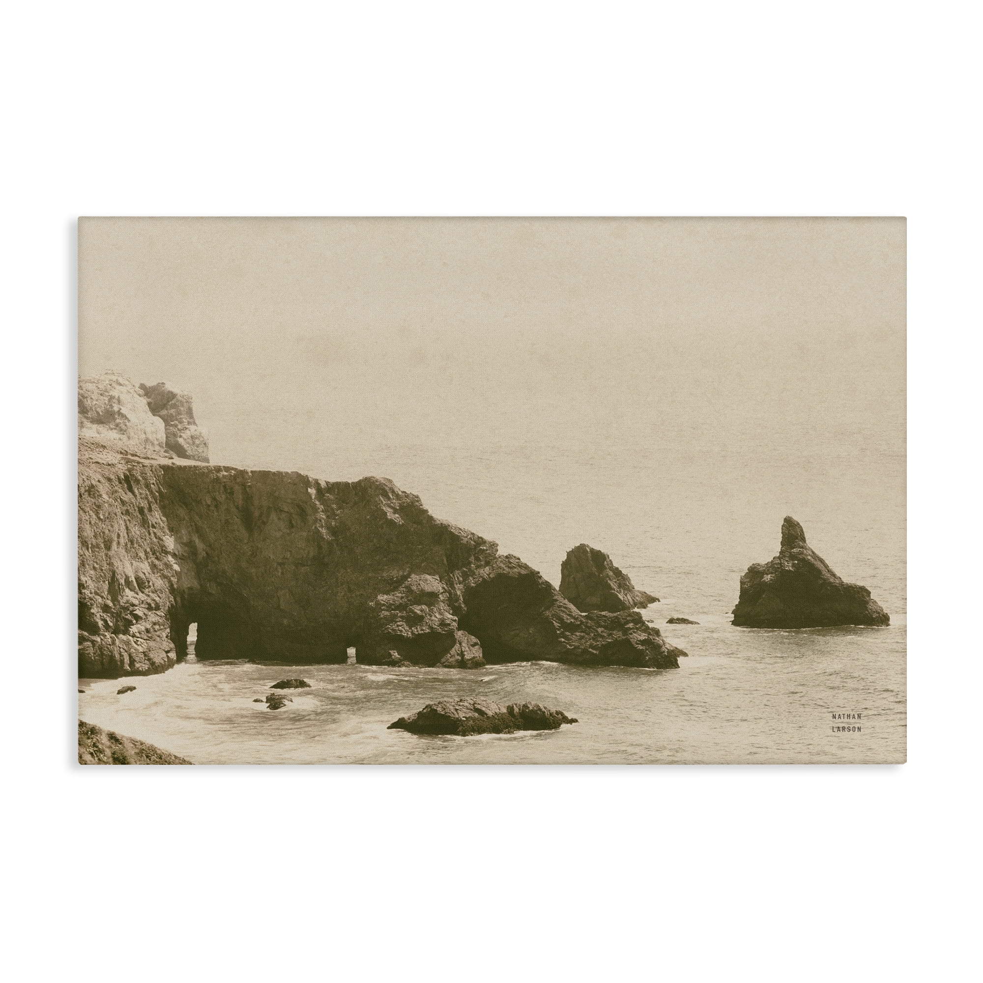 Sepia Coastal Landscape Canvas Print, 24 x 16