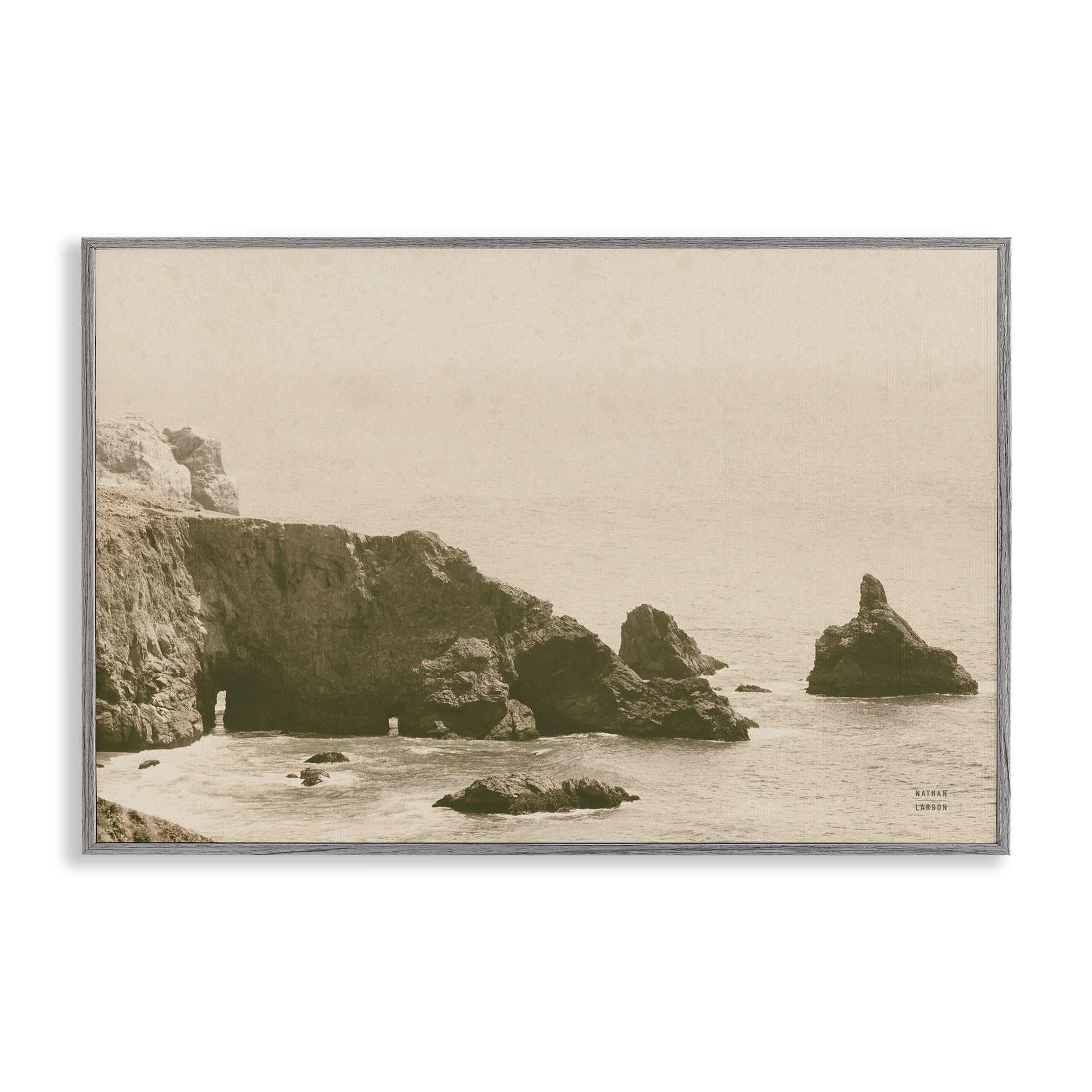 Stupell Industries Passing Through Cove Coastal Photography Gray Framed Art Print Wall Art, 24 x 16