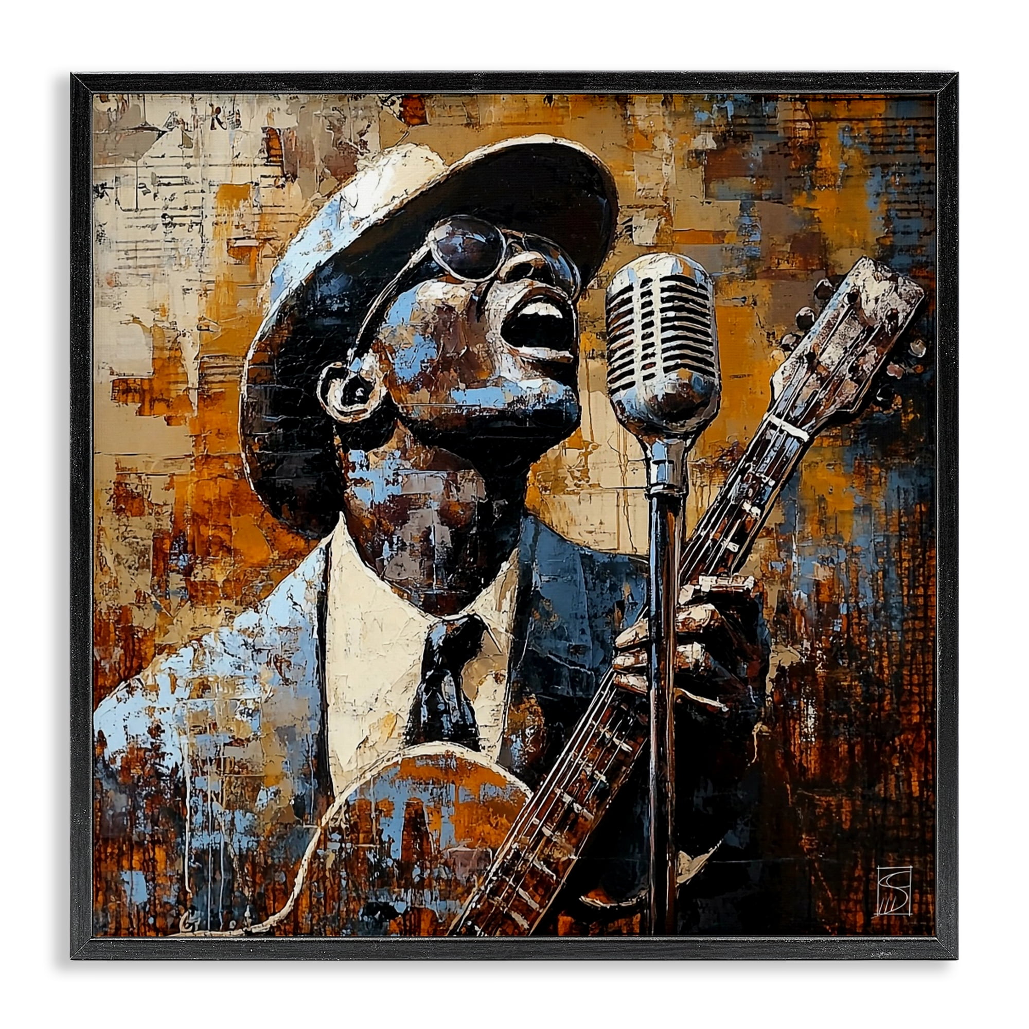 Stupell Industries Passionate Blues Singer Black Framed Giclee Art, design by Sara Culpepper