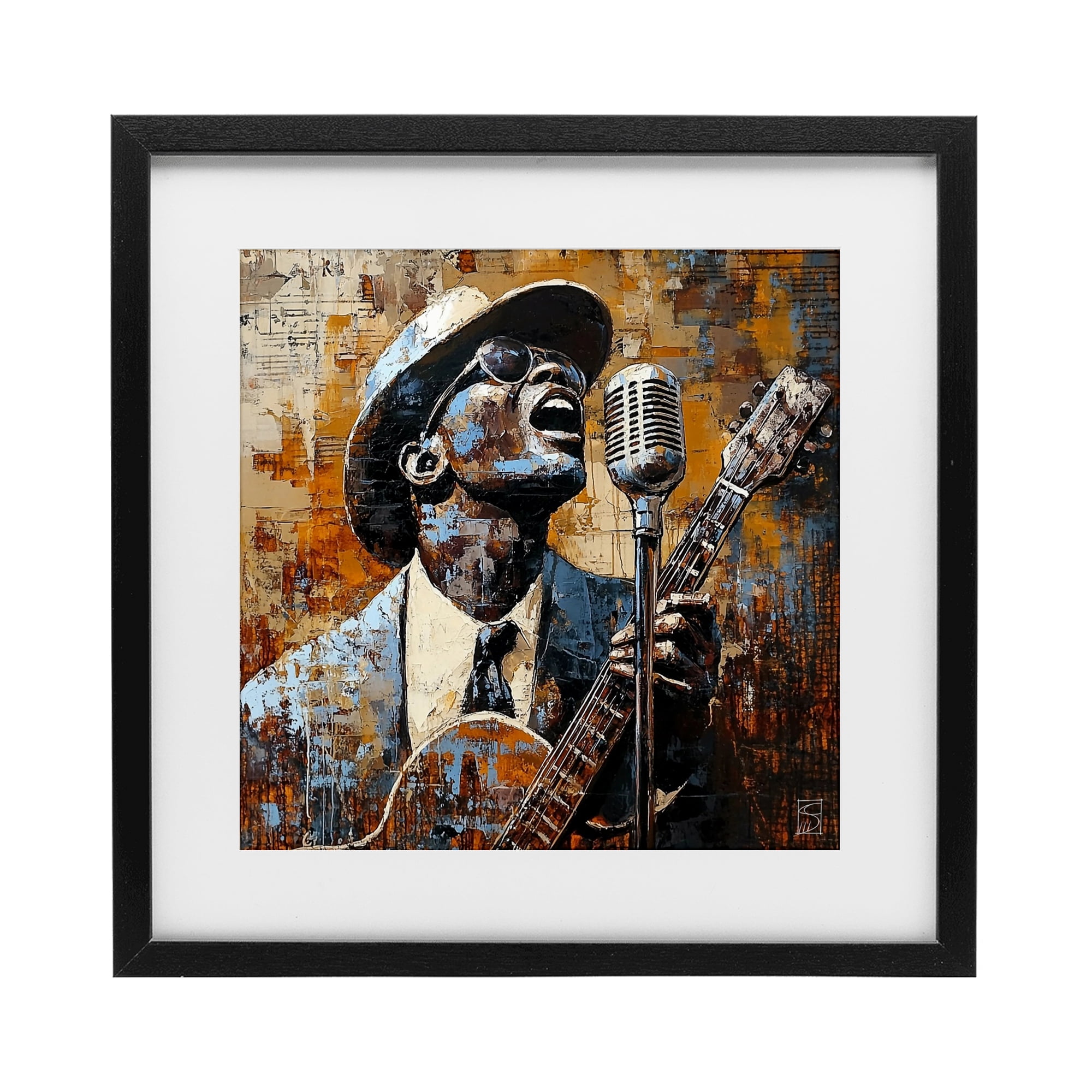Stupell Industries Passionate Blues Singer Black Framed Print Under Glass, design by Sara Culpepper