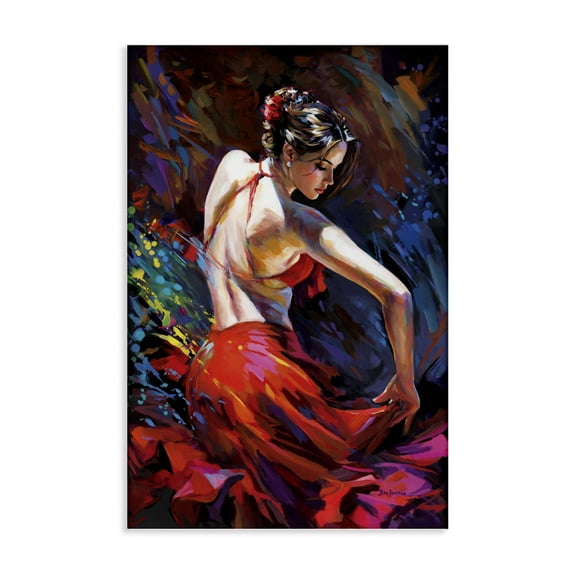 Stupell Industries Passionate Flamenco Dancer People Painting Wrapped Canvas Canvas Art Print Wall Art, 30 x 45