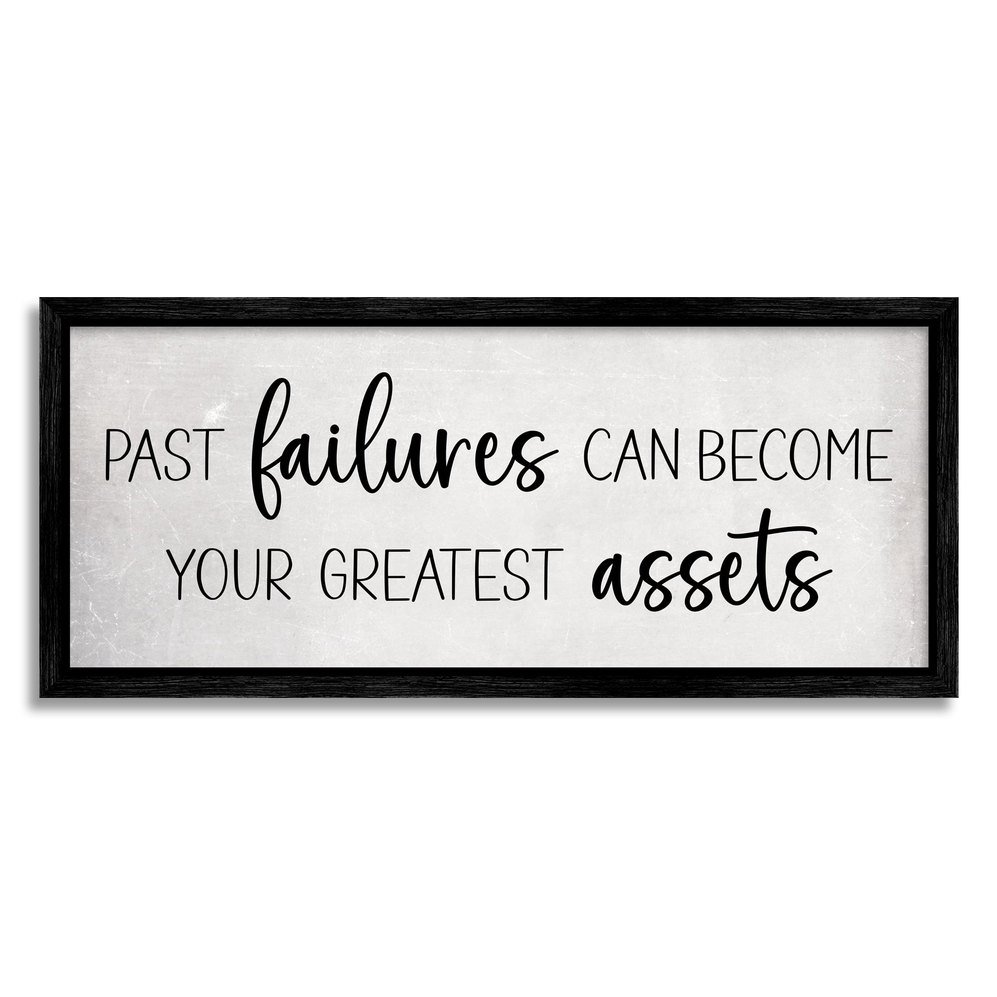 Stupell Industries Past Failures Motivational Inspirational Painting Black Framed Art Print Wall Art, 24 x 10