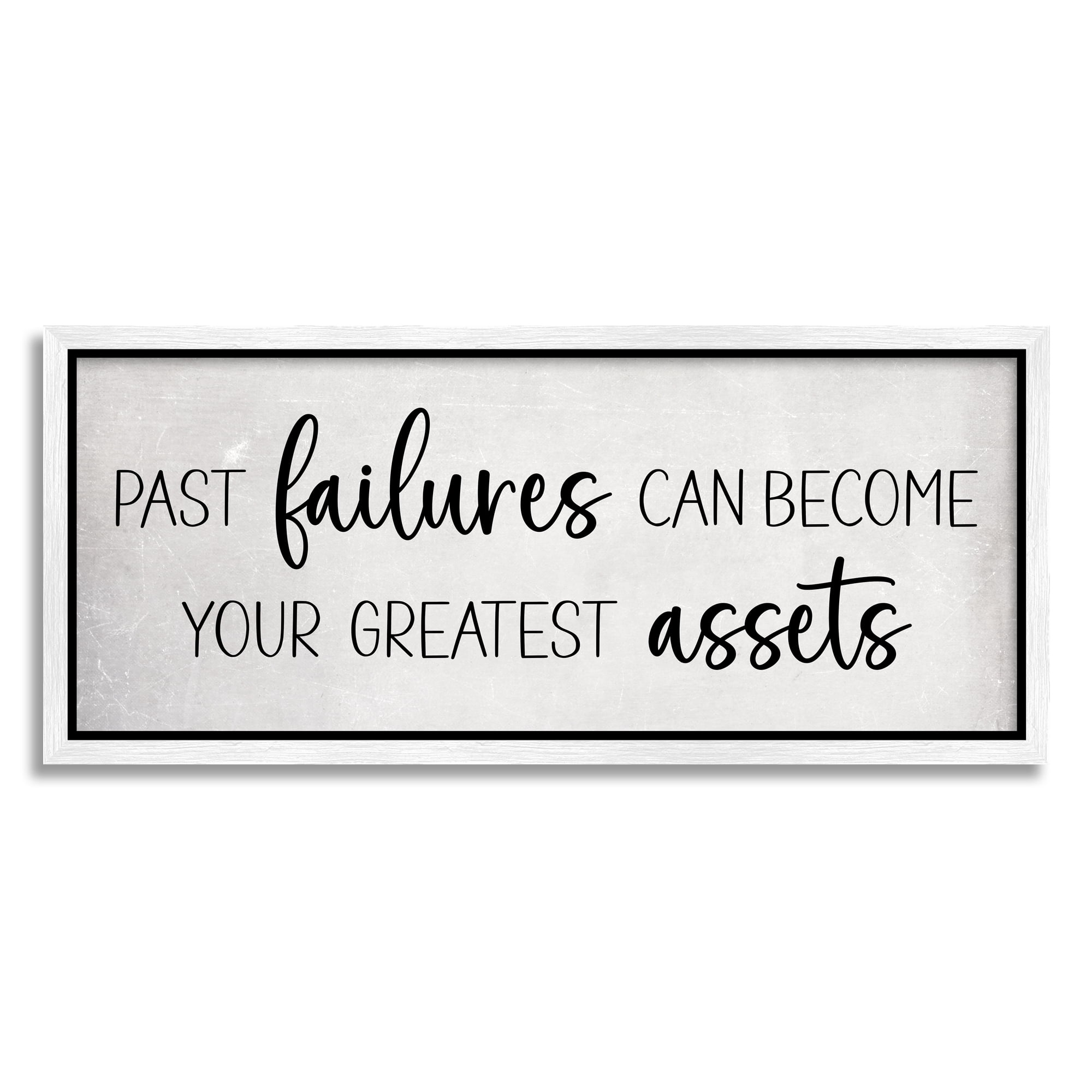 Stupell Industries Past Failures Motivational Inspirational Painting White Framed Art Print Wall Art, 24 x 10