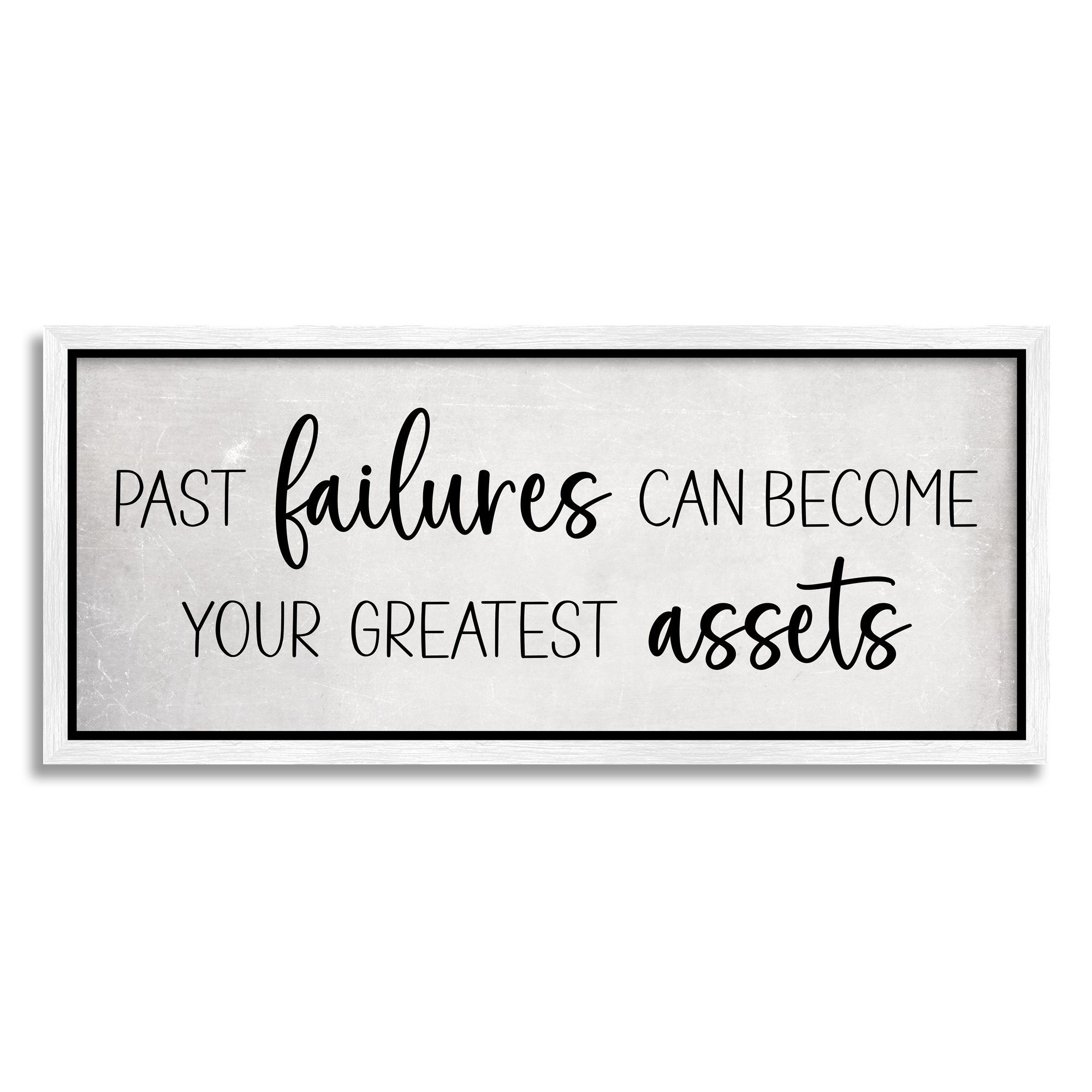 Stupell Industries Past Failures Motivational Inspirational Painting White Framed Art Print Wall Art, 30 x 13