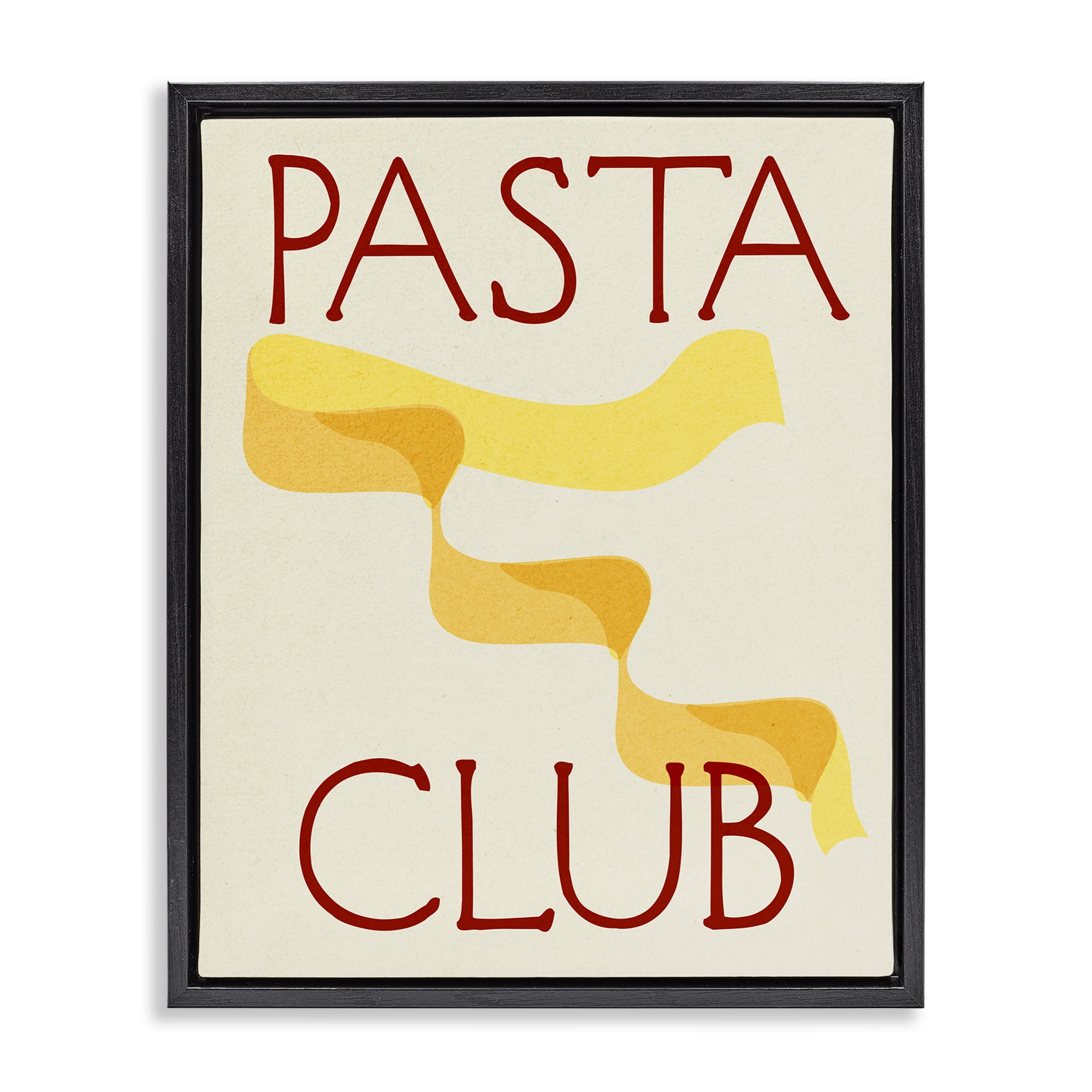 Stupell Industries Pasta Club Phrase Food & Beverage Painting Black Floater Framed Canvas Art Print Wall Art, 17 x 21