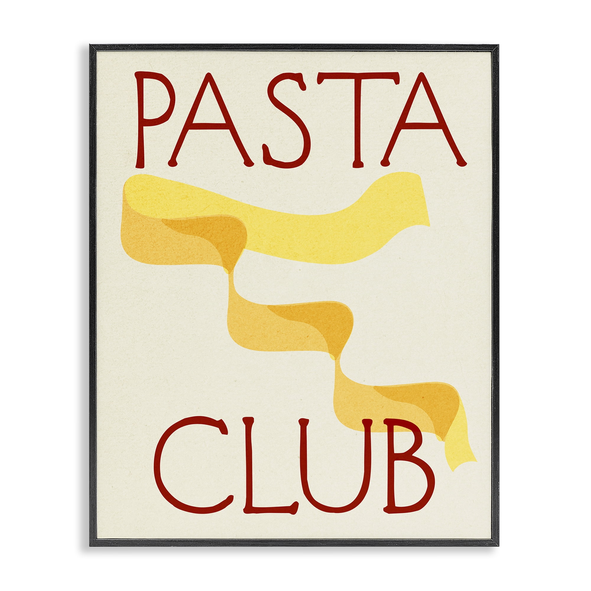 Stupell Industries Pasta Club Phrase Food & Beverage Painting Black Framed Art Print Wall Art, 16 x 20