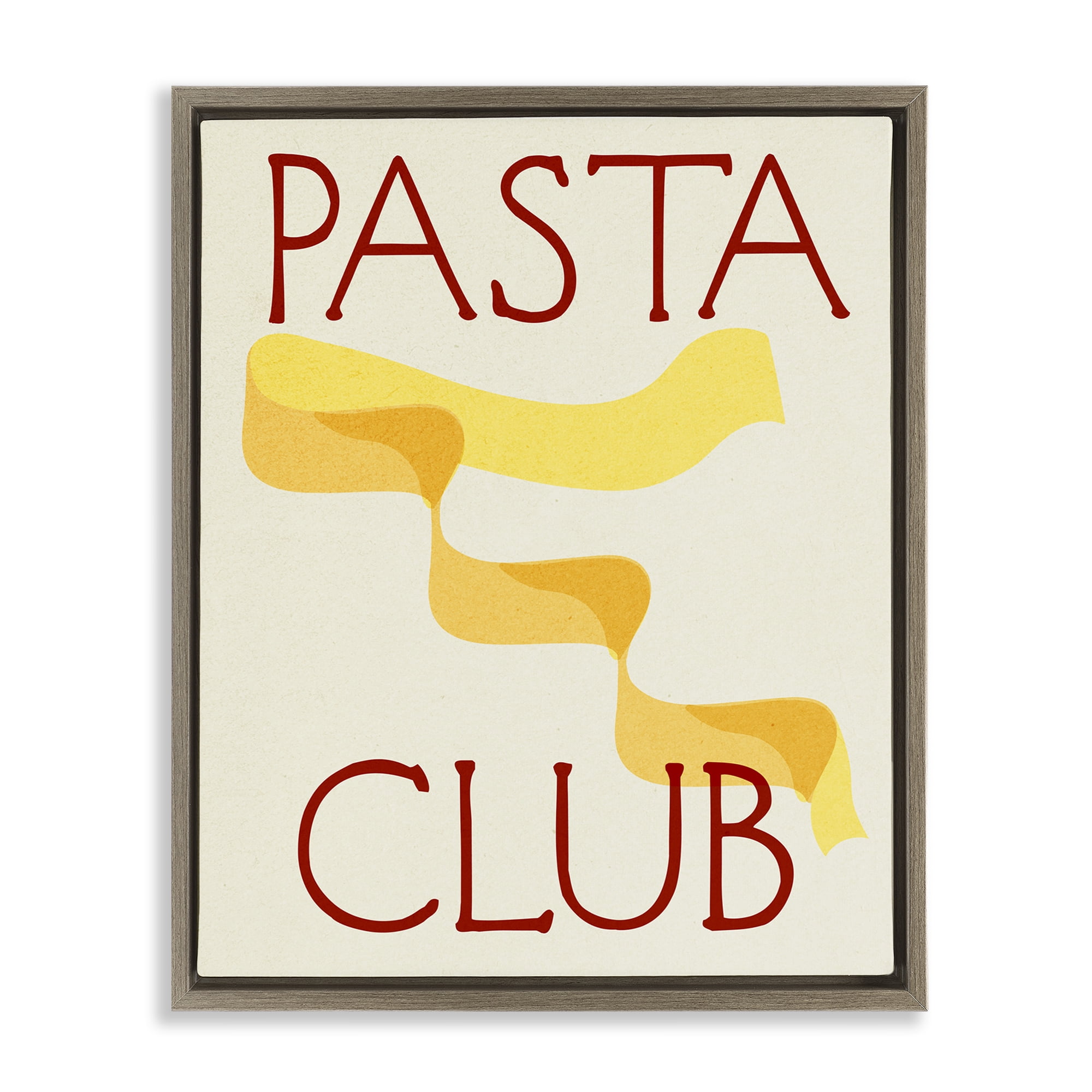Stupell Industries Pasta Club Phrase Food & Beverage Painting Brown Floater Framed Canvas Art Print Wall Art, 25 x 31