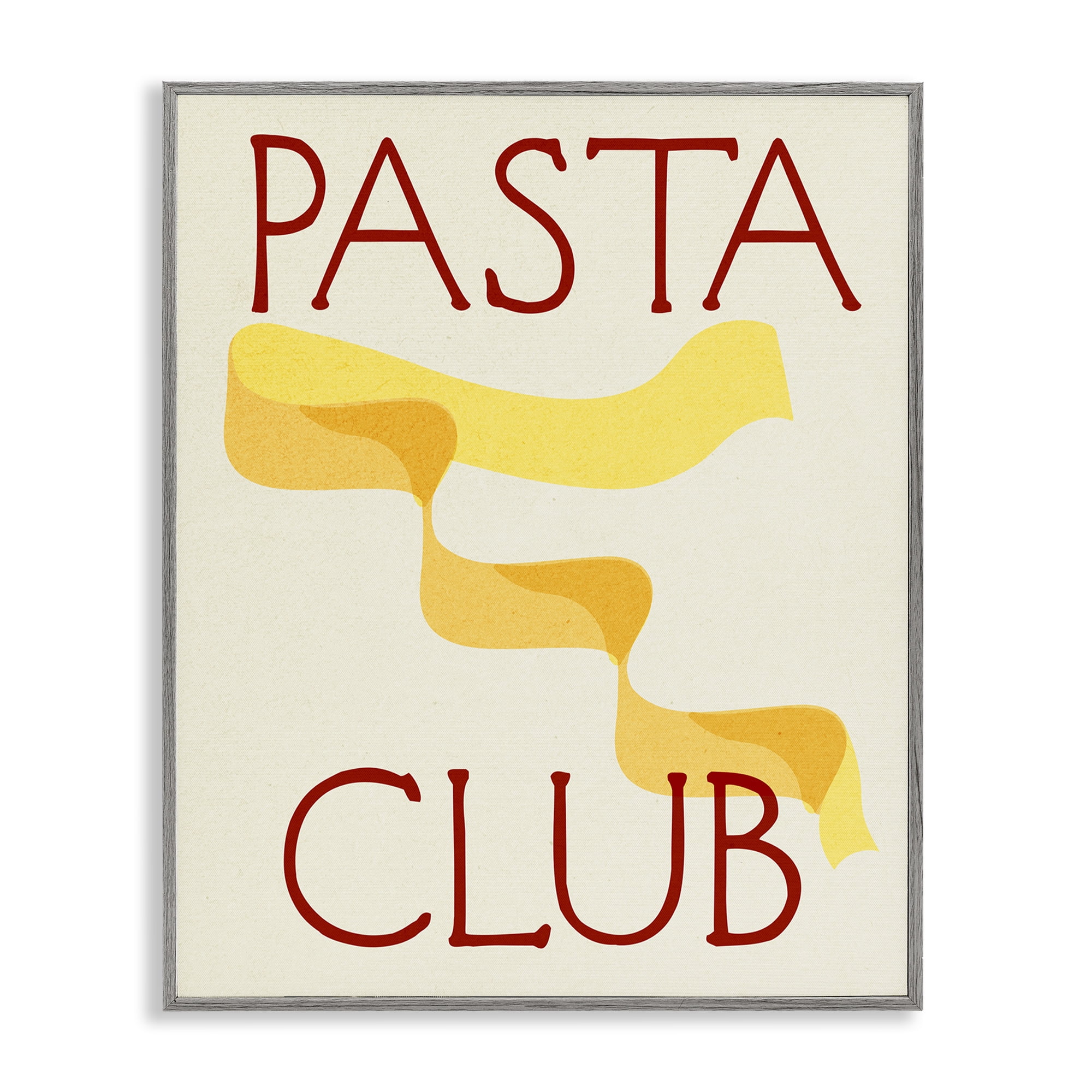 Stupell Industries Pasta Club Phrase Food & Beverage Painting Gray Framed Art Print Wall Art, 11 x 14