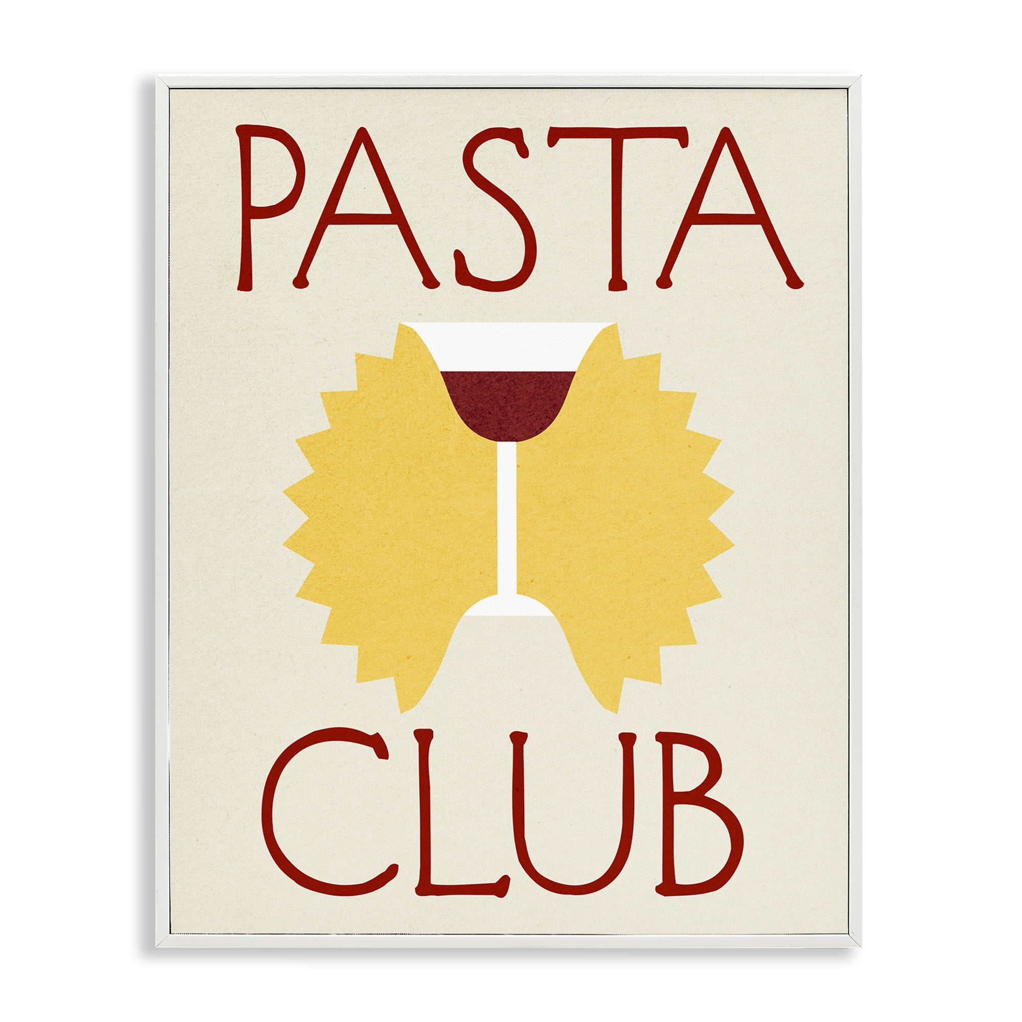 Stupell Industries Pasta Club with Wine Food & Beverage Painting White Framed Art Print Wall Art, 16 x 20
