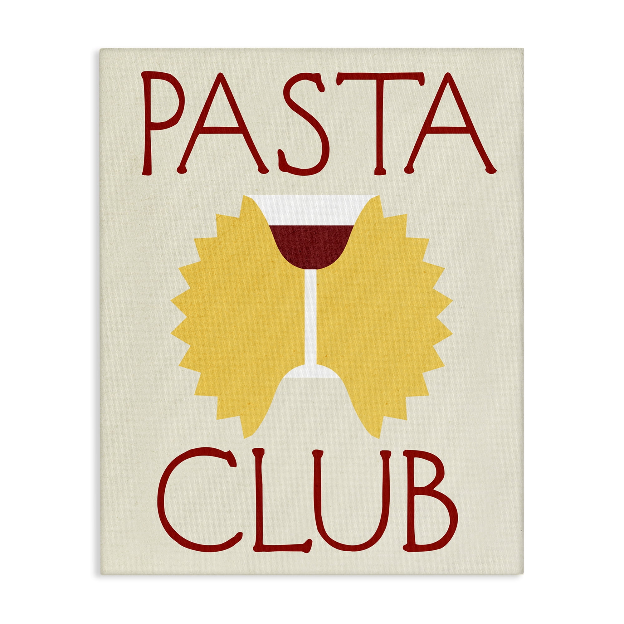 Stupell Industries Pasta Club with Wine Food & Beverage Painting Wrapped Canvas Art Print Wall Art, 16 x 20