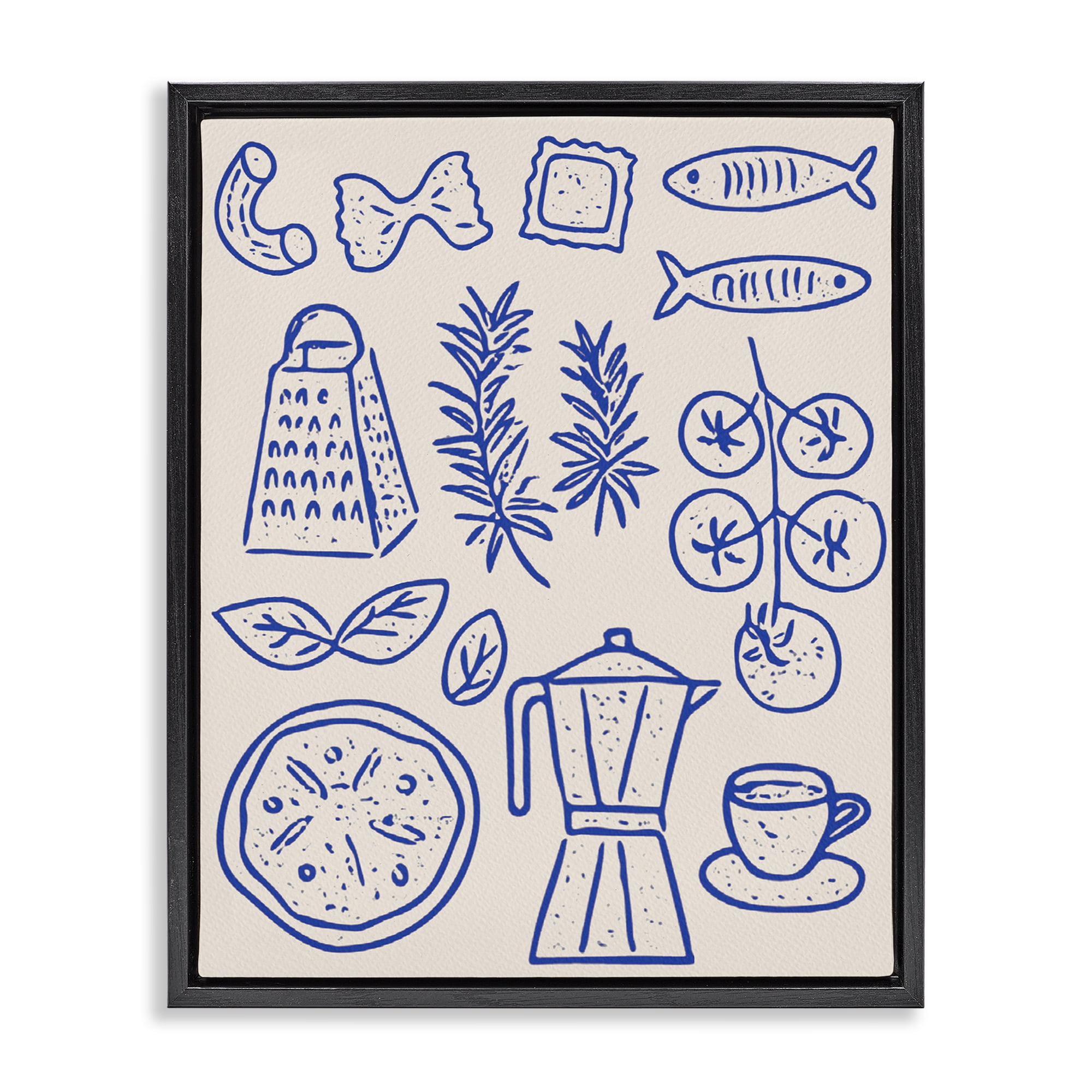 Stupell Industries Pasta & Espresso Simplicity Black Framed Floater Canvas Wall Art, design by Camila Juncos