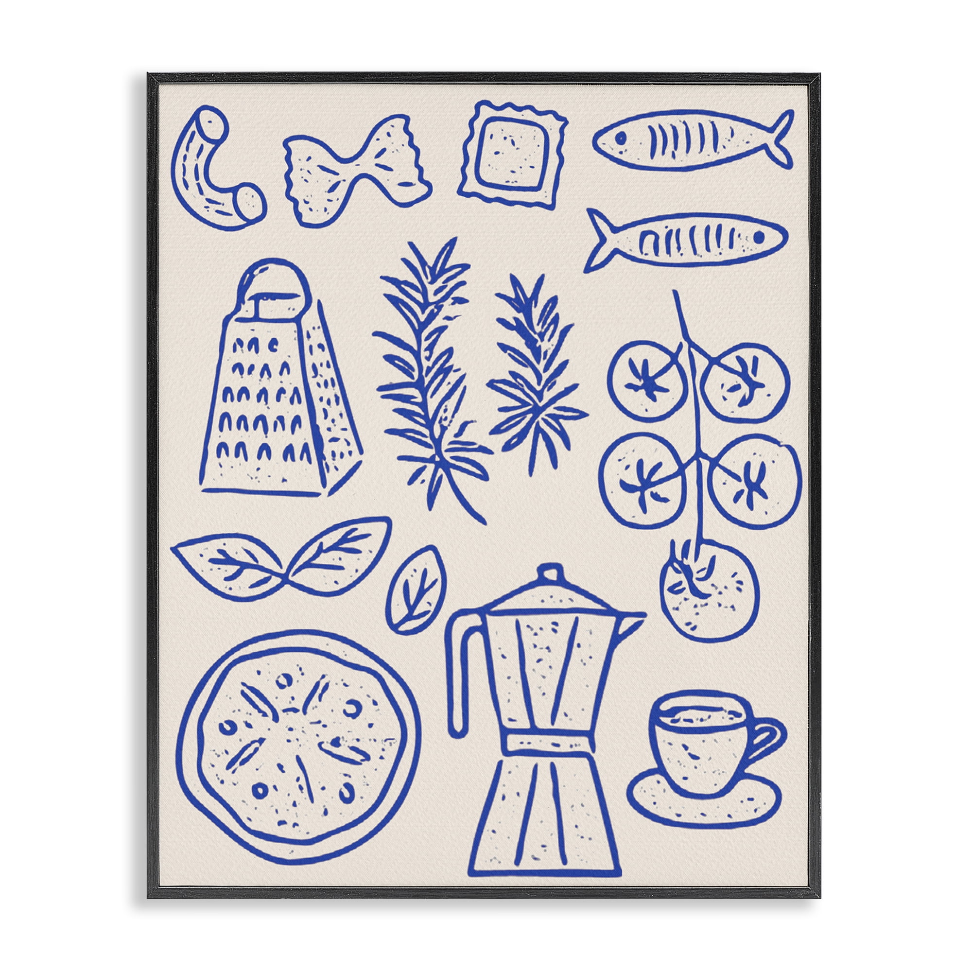 Stupell Industries Pasta & Espresso Simplicity Black Framed Giclee Art, design by Camila Juncos