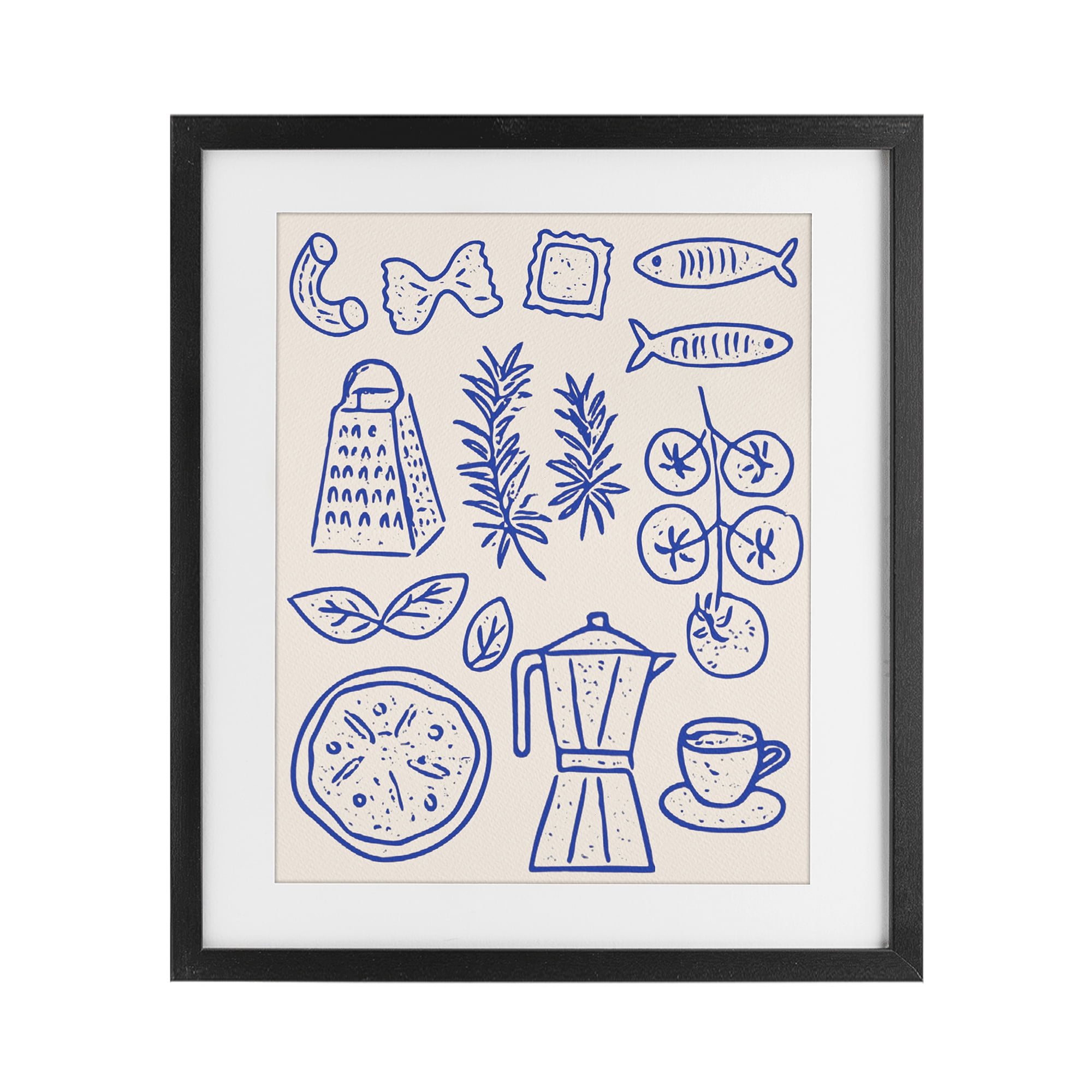 Stupell Industries Pasta & Espresso Simplicity Black Framed Print Under Glass, design by Camila Juncos