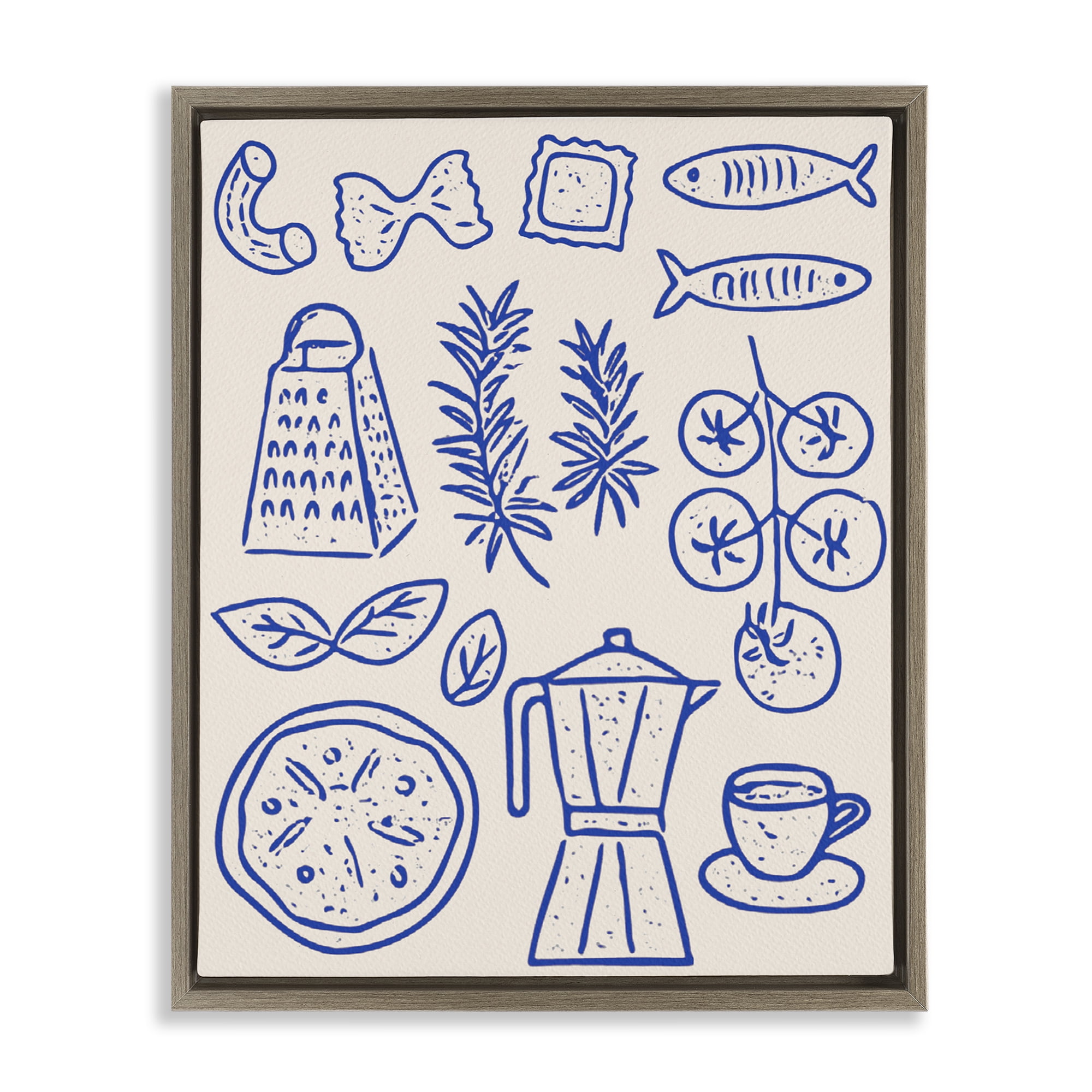 Stupell Industries Pasta & Espresso Simplicity Brown Framed Floater Canvas Wall Art, design by Camila Juncos