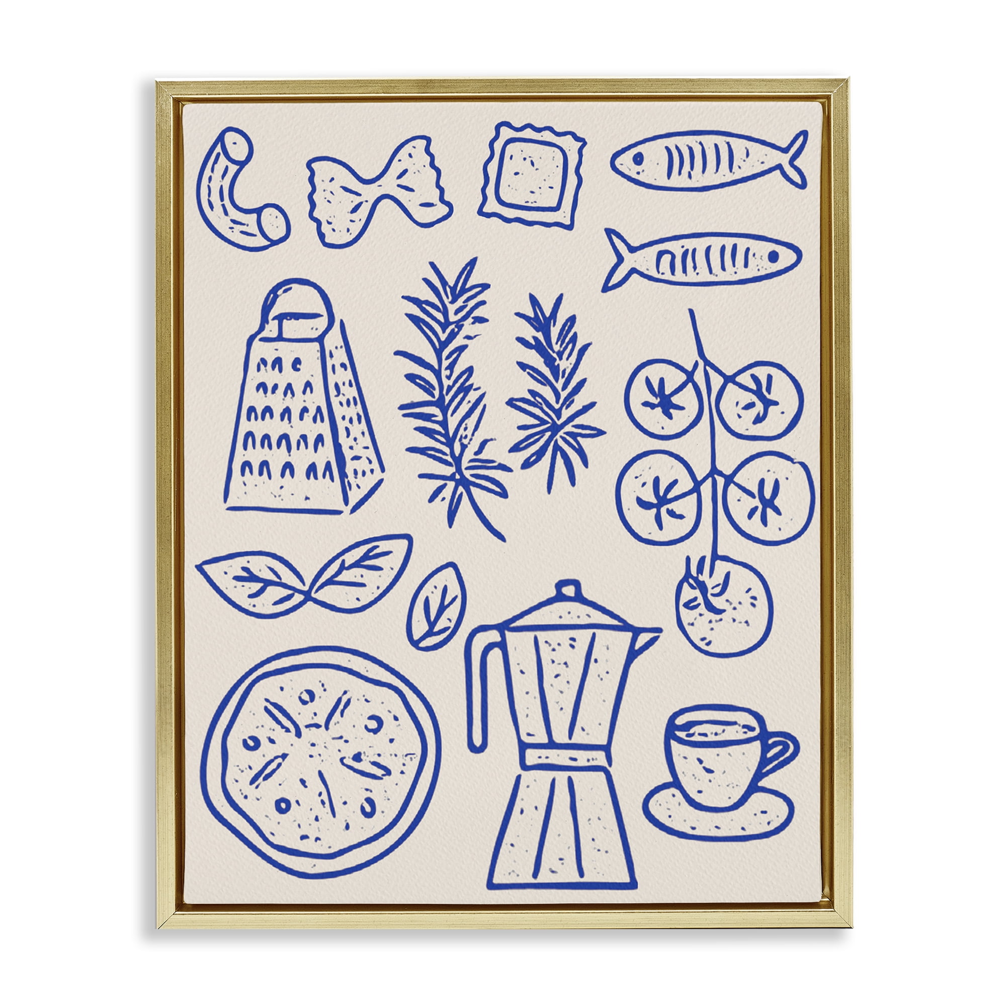 Stupell Industries Pasta & Espresso Simplicity Gold Framed Floater Canvas Wall Art, design by Camila Juncos