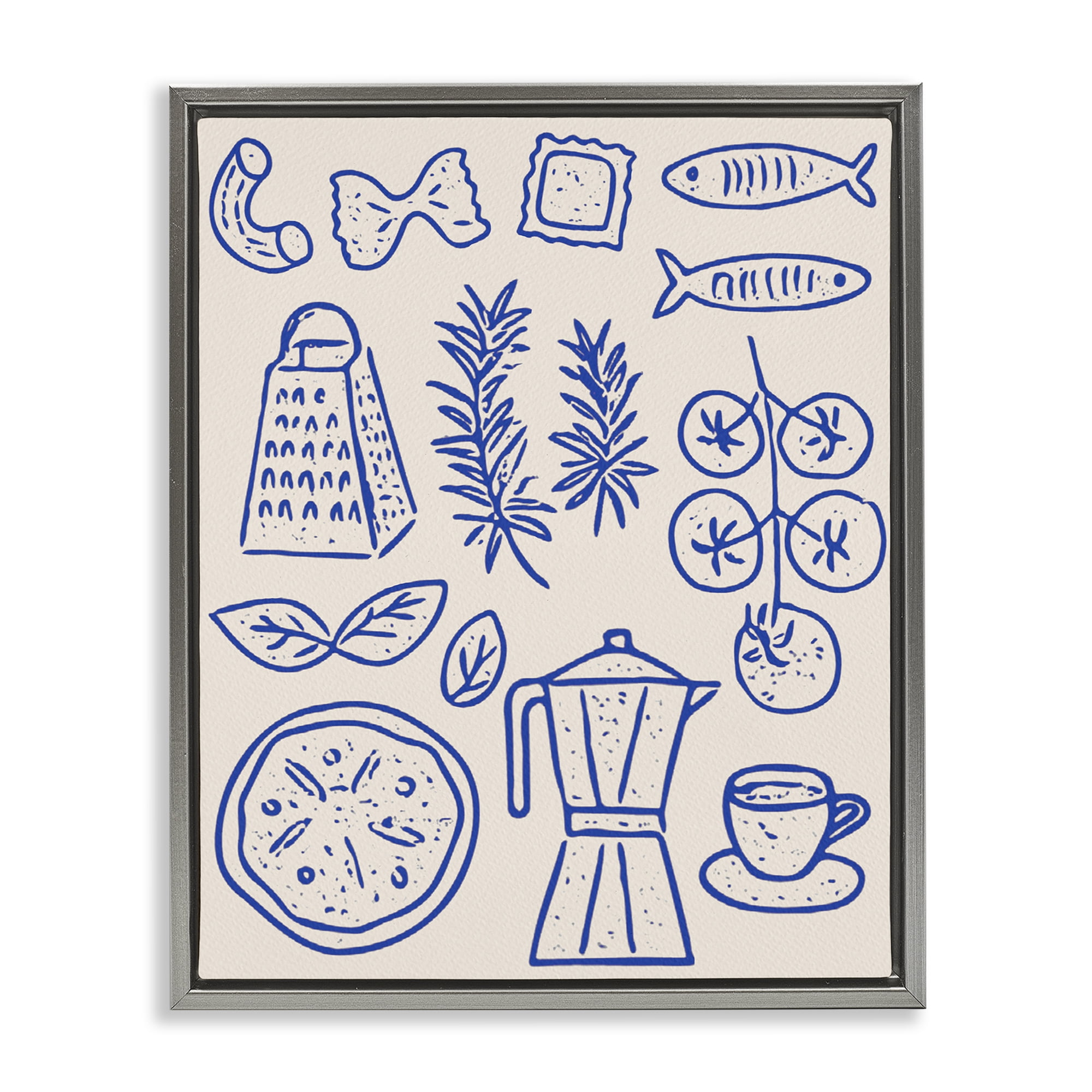 Stupell Industries Pasta & Espresso Simplicity Gray Framed Floater Canvas Wall Art, design by Camila Juncos