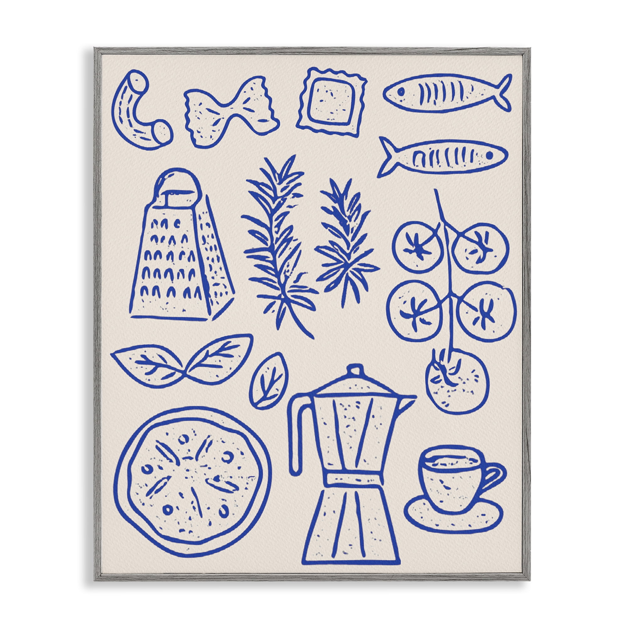 Stupell Industries Pasta & Espresso Simplicity Gray Framed Giclee Art, design by Camila Juncos