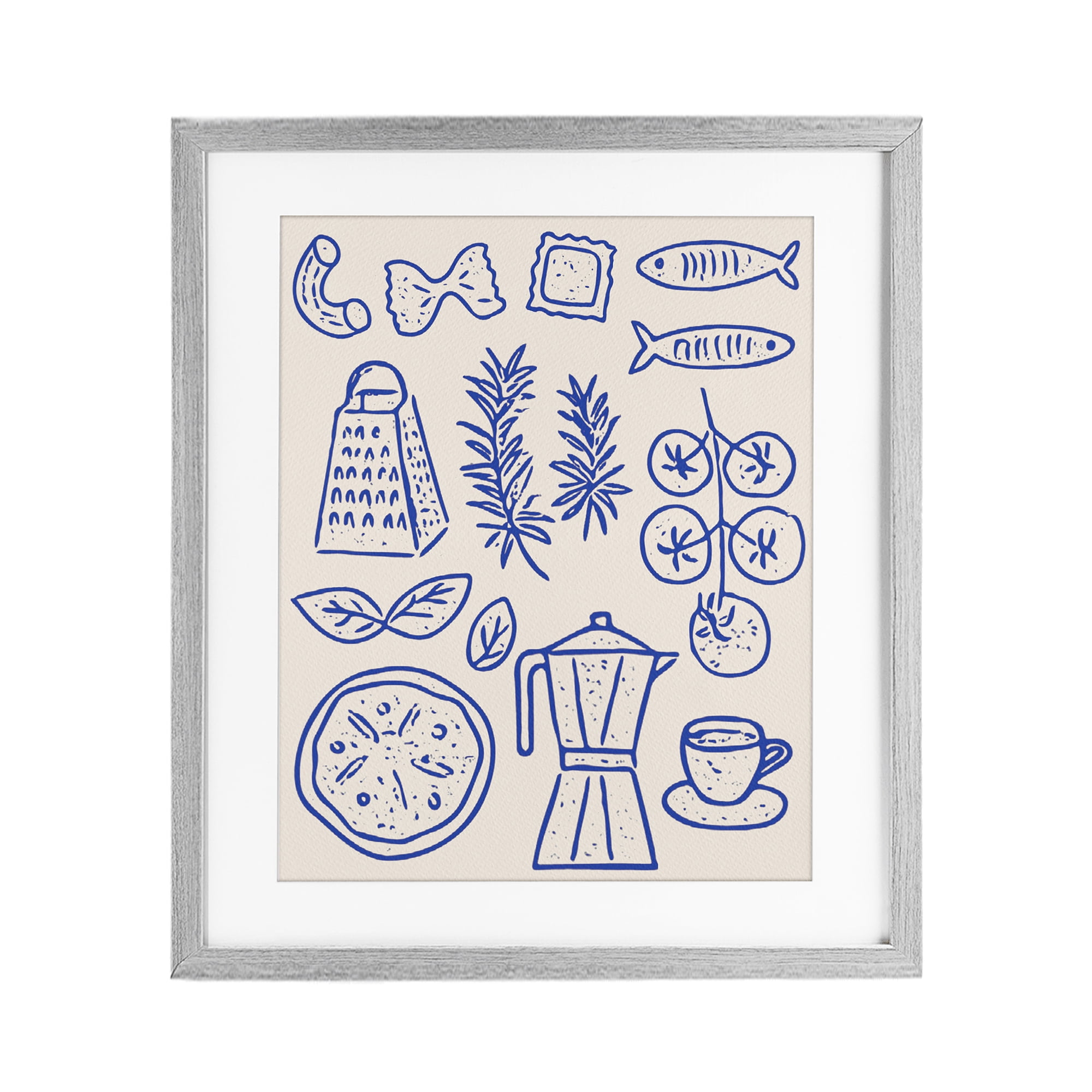 Stupell Industries Pasta & Espresso Simplicity Gray Framed Print Under Glass, design by Camila Juncos