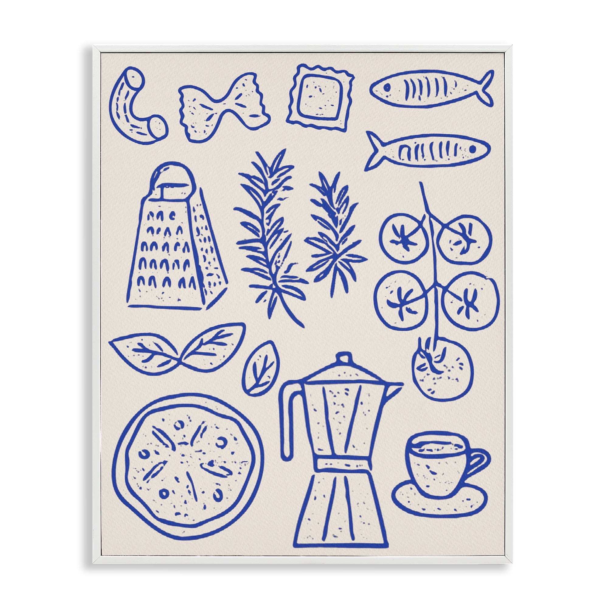 Stupell Industries Pasta & Espresso Simplicity White Framed Giclee Art, design by Camila Juncos