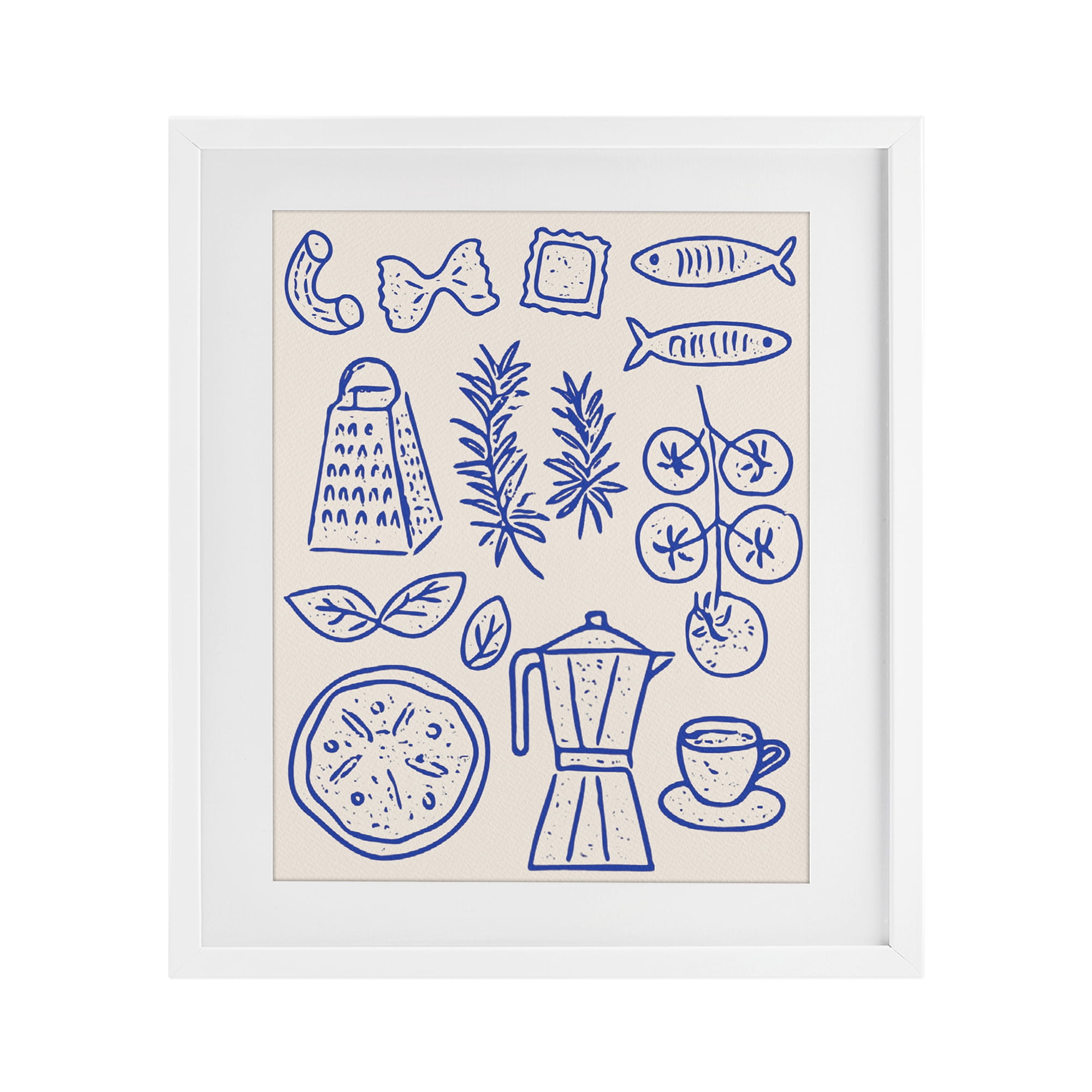 Stupell Industries Pasta & Espresso Simplicity White Framed Print Under Glass, design by Camila Juncos