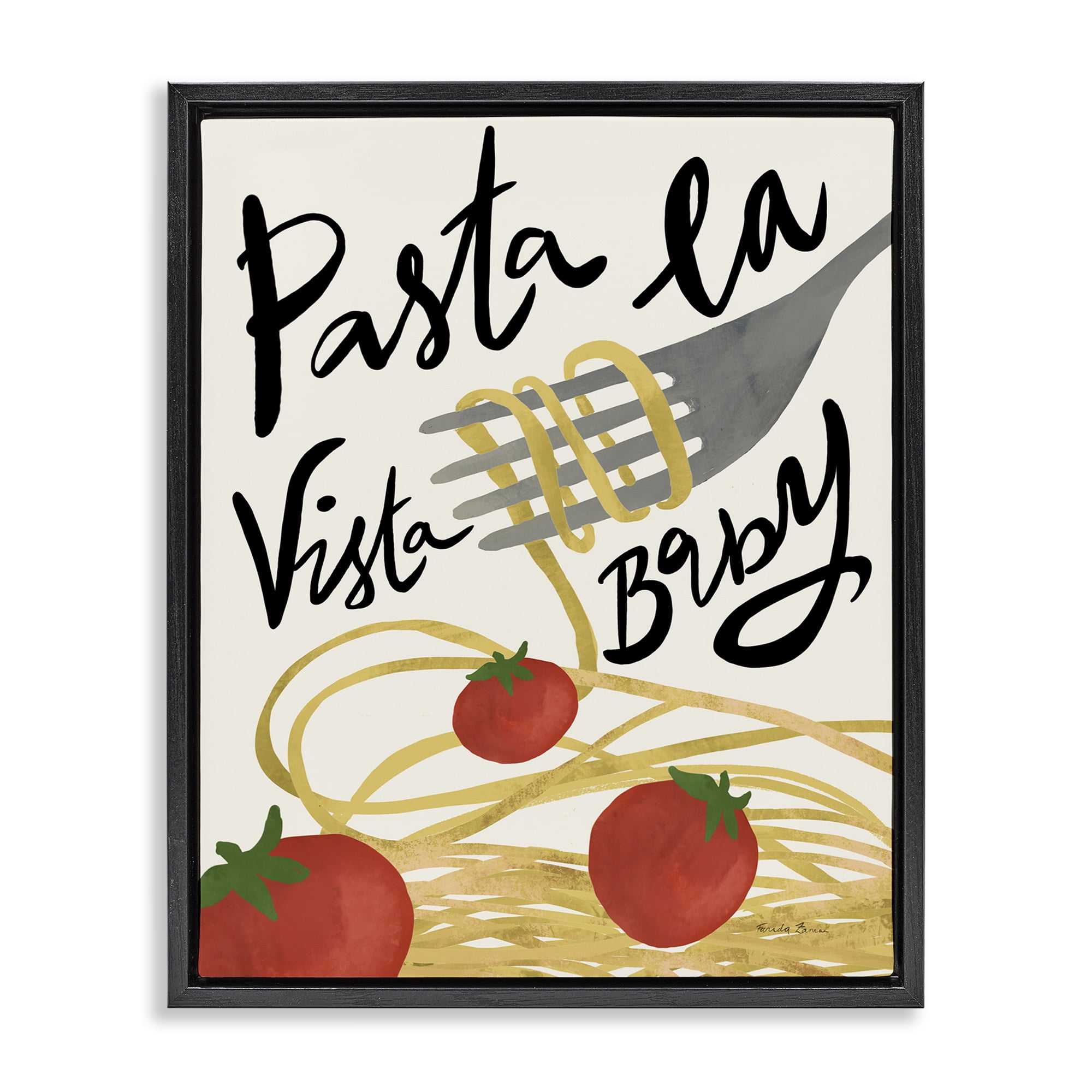 Stupell Industries Pasta La Vista Food & Beverage Painting Black Floater Framed Art Print Wall Art, 25 x 31