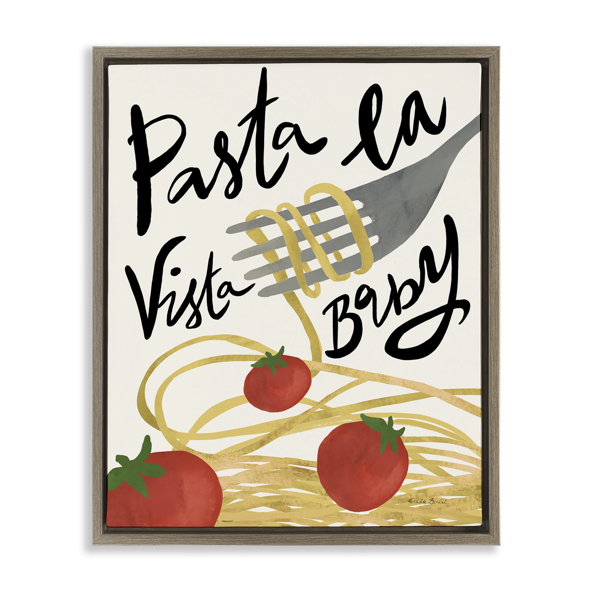 Stupell Industries Pasta La Vista Food & Beverage Painting Brown Floater Framed Art Print Wall Art, 17 x 21